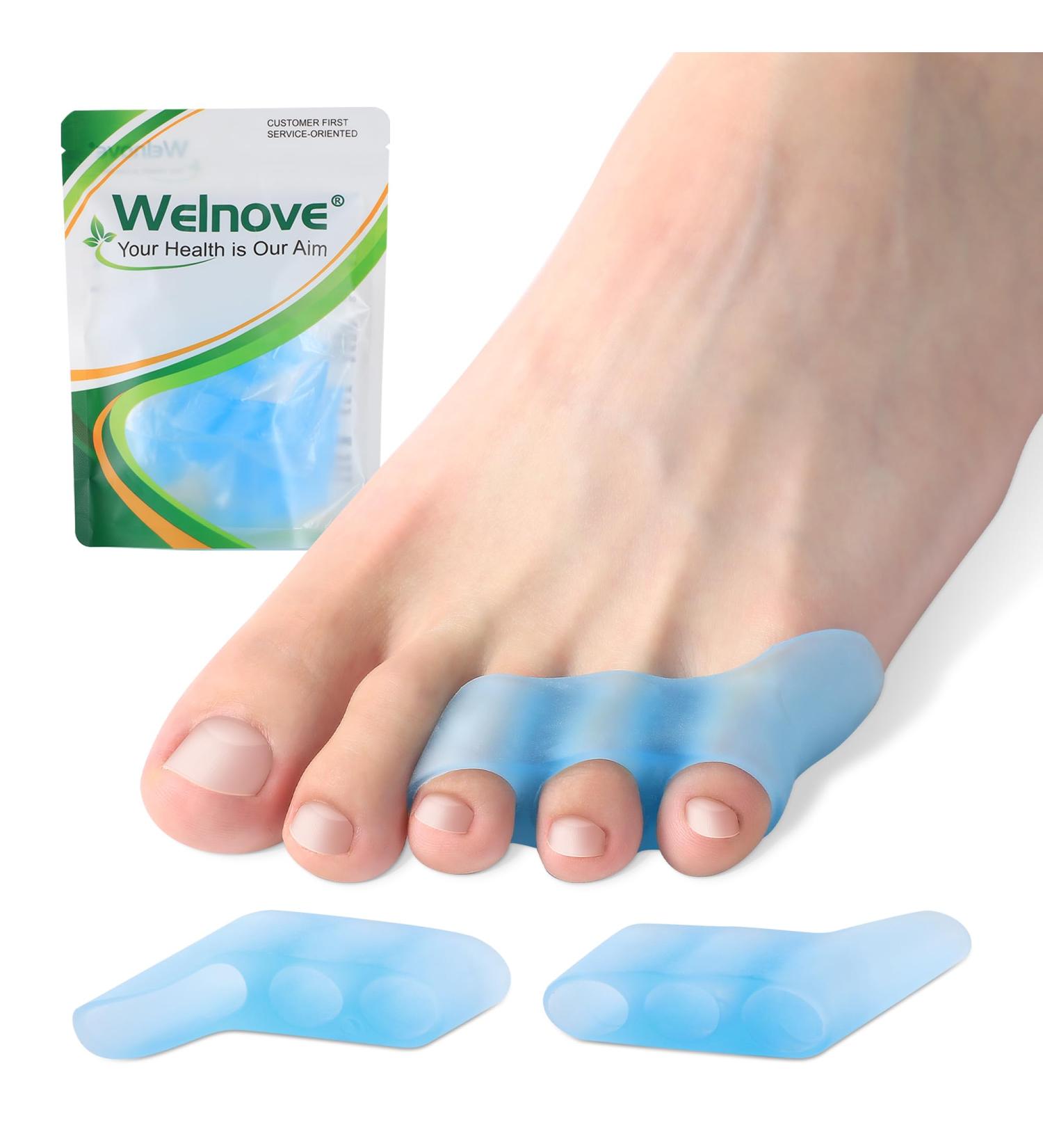 Welnove Gel Pinky Toe Separators - 8 Pack Silicone Spacers & Bunion Cushions for Men & Women - Protect Little Toes Prevent Rubbing & Relieve Pressure (Blue - Buy Online on GoSupps.com