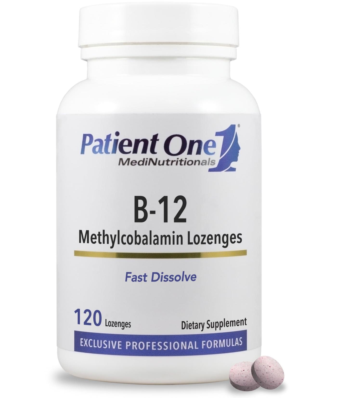 Patient One Vitamin B12 2000mcg Lozenges | Supplement to Support Energy and Heart and Nervous System Health* | Methylcobalamin Form | 120 Lozenges - Buy Online on GoSupps.com
