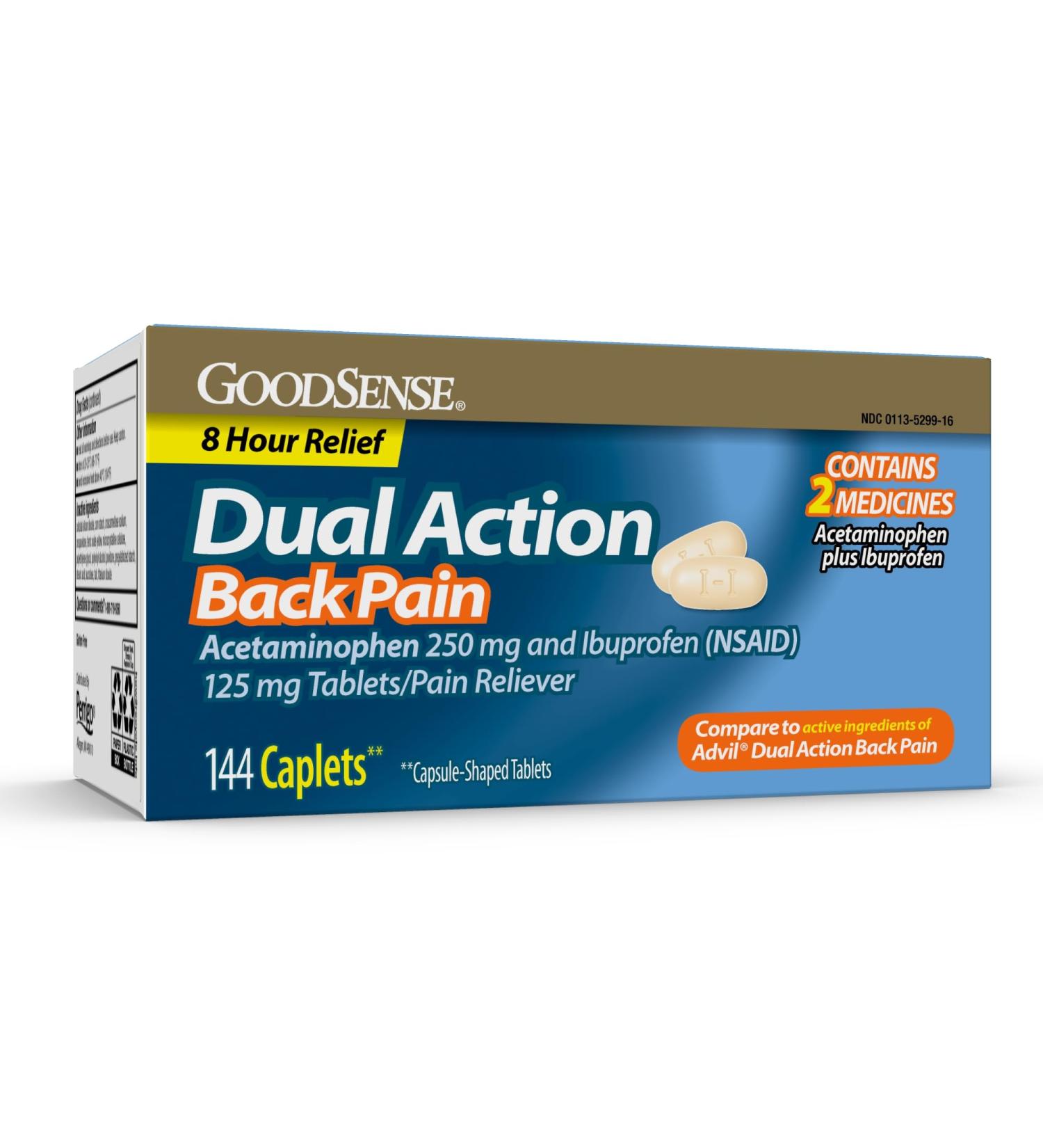 GoodSense Dual Action Acetaminophen & Ibuprofen Tablets for Back Pain - 250mg/125mg 144 Count - Fast Relief NSAID International Shipping Available - Buy Online on GoSupps.com
