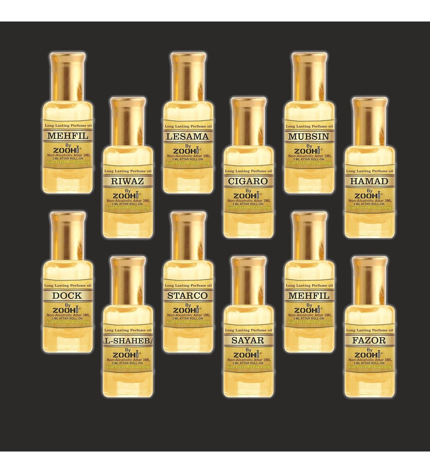 Attar Combo Pack of 12 PCS | Diff Variant Smell | Alcohol Free Long Lasting Fresh Perfume Oil For Men And Women | Each Pack Of 3 ml (36 Ml) - Buy Online on GoSupps.com