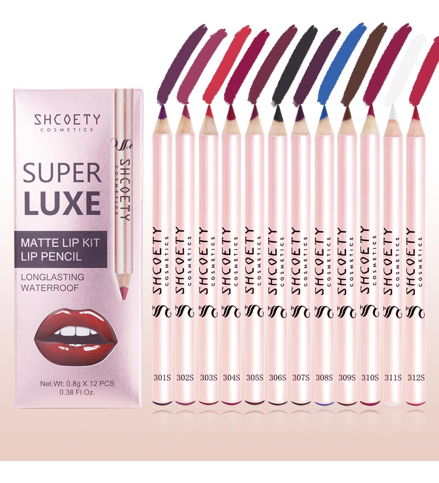 12 Color Lip Liner Pencil Set - Longwear Matte Waterproof Lip Makeup | High Pigmented & Non-Sticky - Buy Online on GoSupps.com