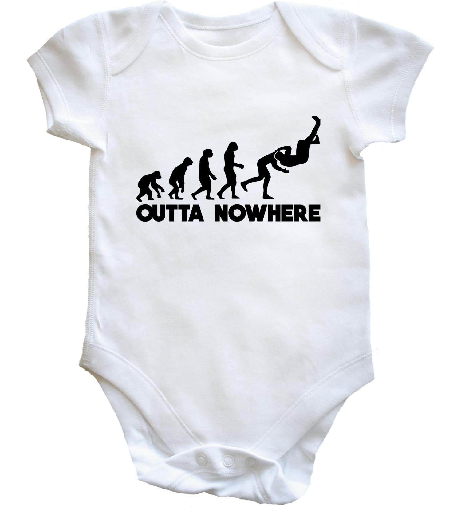 Hippowarehouse Outta Nowhere Wrestling Baby Vest Bodysuit - Unisex (Short Sleeve) - Buy Online on GoSupps.com