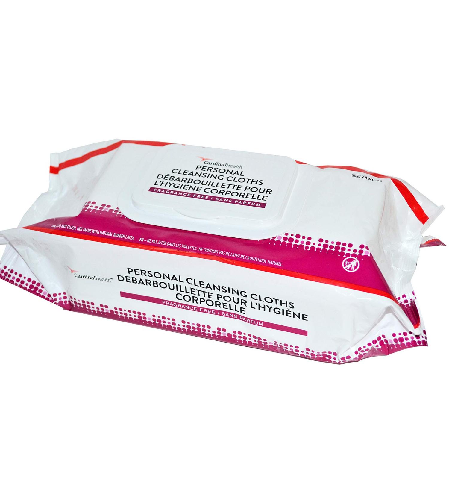 Cardinal Health 2AWU-96 Personal Cleansing Wipes, Non-Flushable, Fragrance Free, 9x13IN - 576 Wipes (6x96 Count) - Buy Online on GoSupps.com