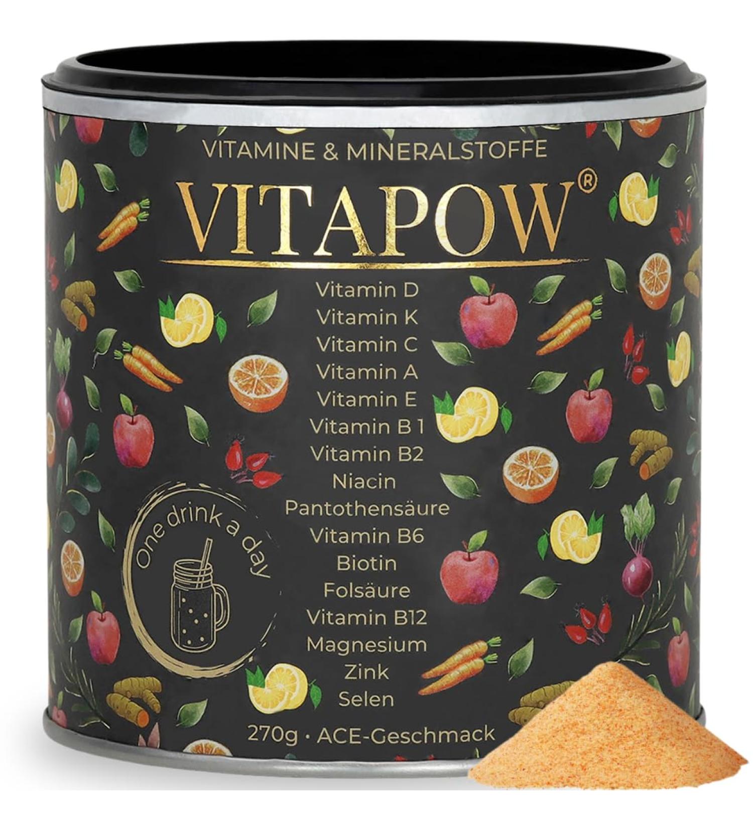 High-Dose Vegan Multivitamin Powder with Magnesium Zinc & Selenium - Immune Support & Micronutrients - Sugar-Free - Made in Germany - ACE Taste - Buy Online on GoSupps.com