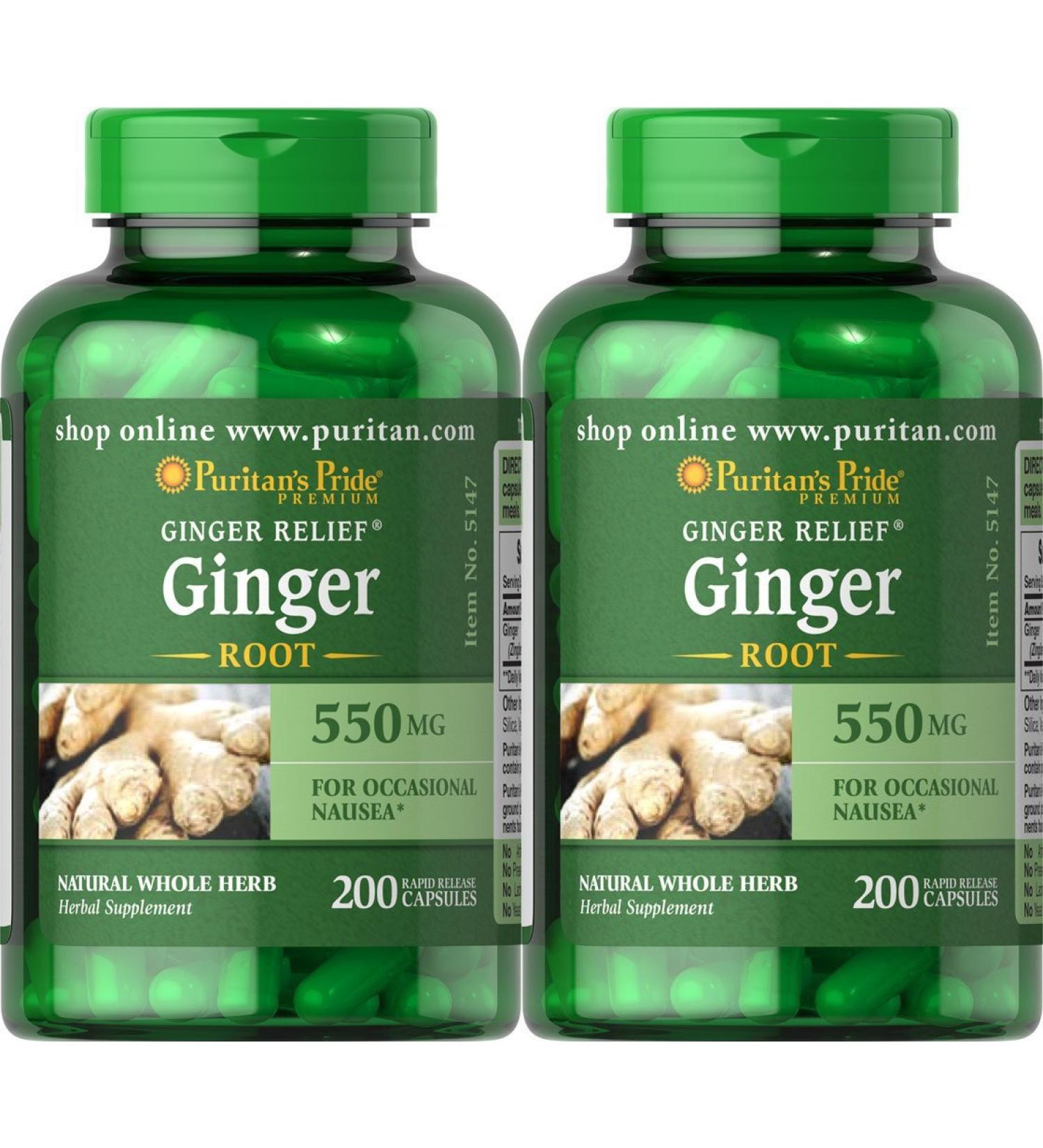 Puritan's Pride Ginger Root 550 mg-200 Capsules (2 Pack)
