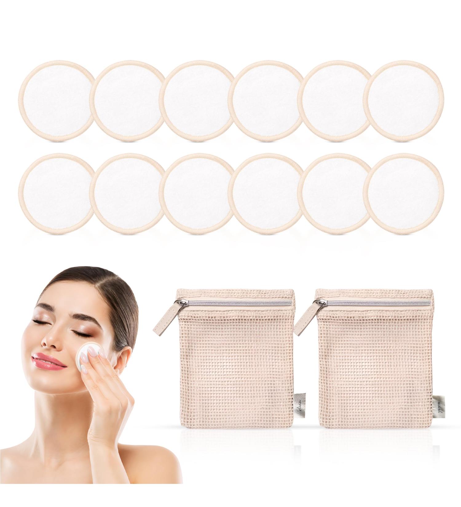 Buy Sika Natural 100% Organic Reusable Round Makeup Removing Pads - 12 Count + 2 Bags | Eco-Friendly & Sustainable - Buy Online on GoSupps.com