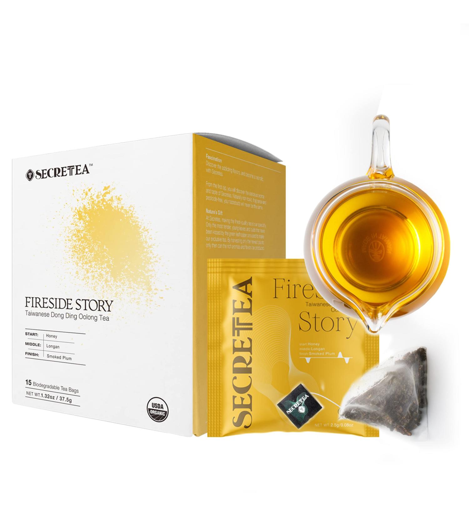 Organic Dong Ding Oolong Tea Bags - Hand Crafted, Powerful Antioxidant & Biodegradable - T SECRETEA Fireside Story - 15 Count Pack - Buy Online on GoSupps.com