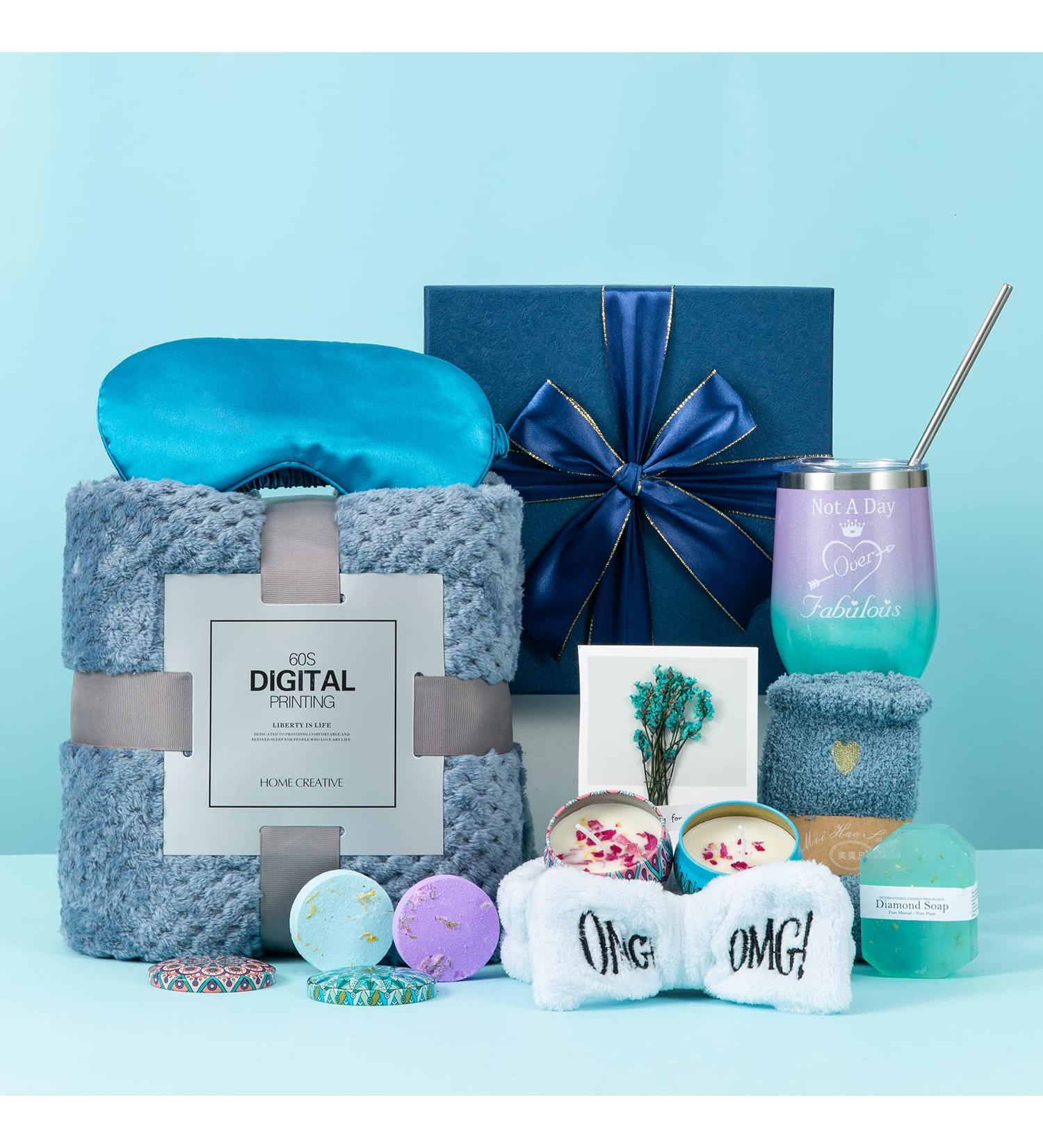 Spa Gift Set for Women | Birthday, Get Well, Thank You Care Package | Relaxing & Unique Gift Basket Idea for Mom, Wife, Sister, Friend, Daughter | Blue - Buy Online on GoSupps.com