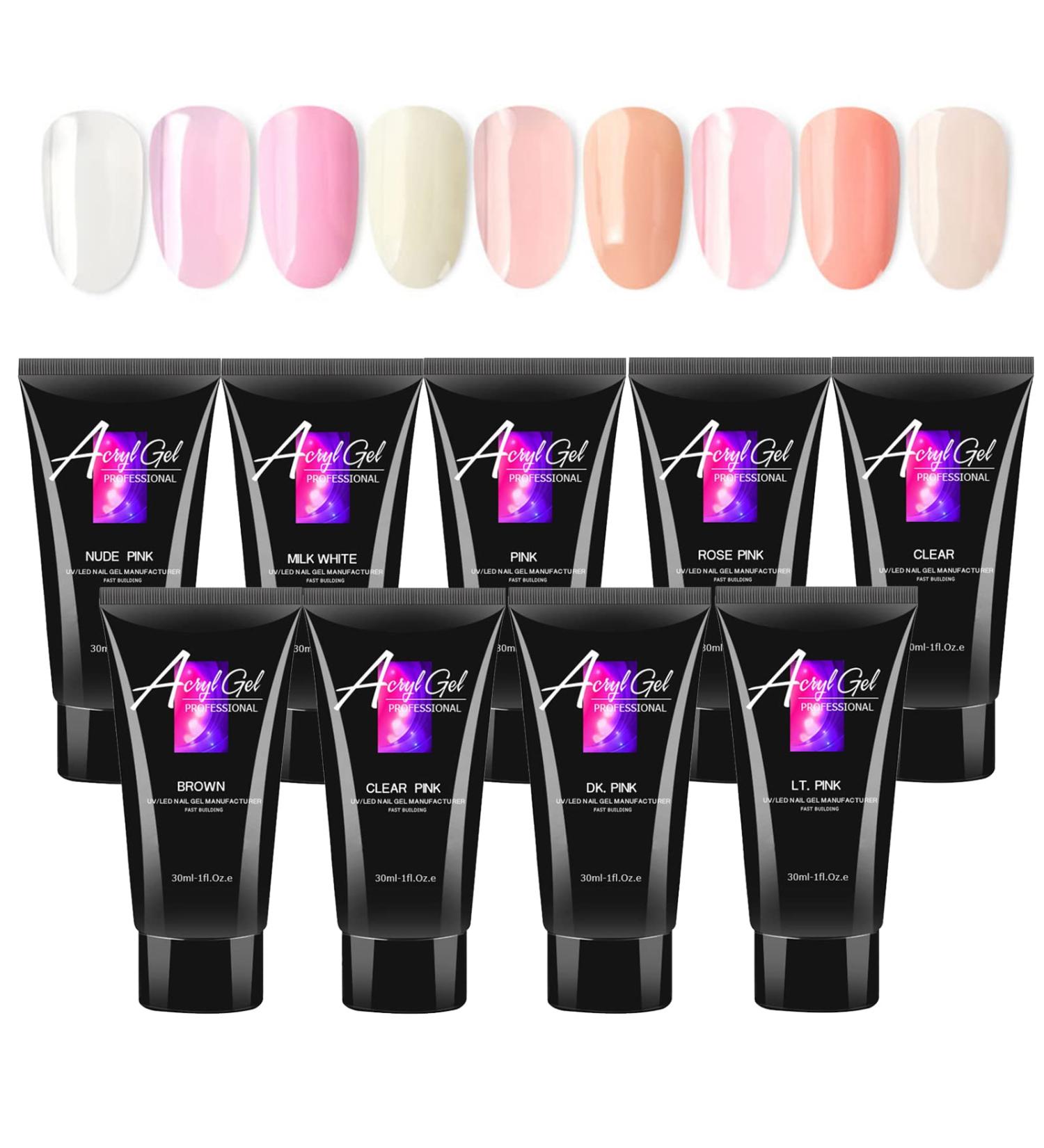 Joyeee Professional Nail Extension Gel Kit 30ml 9 Colours Poly Nail Gel Acrylic Nail Builder Enhancement Crystal Gel Set for Nail Art Design Gel Nail Starter Kit for Beginners and Nail Technician #6 - Buy Online on GoSupps.com