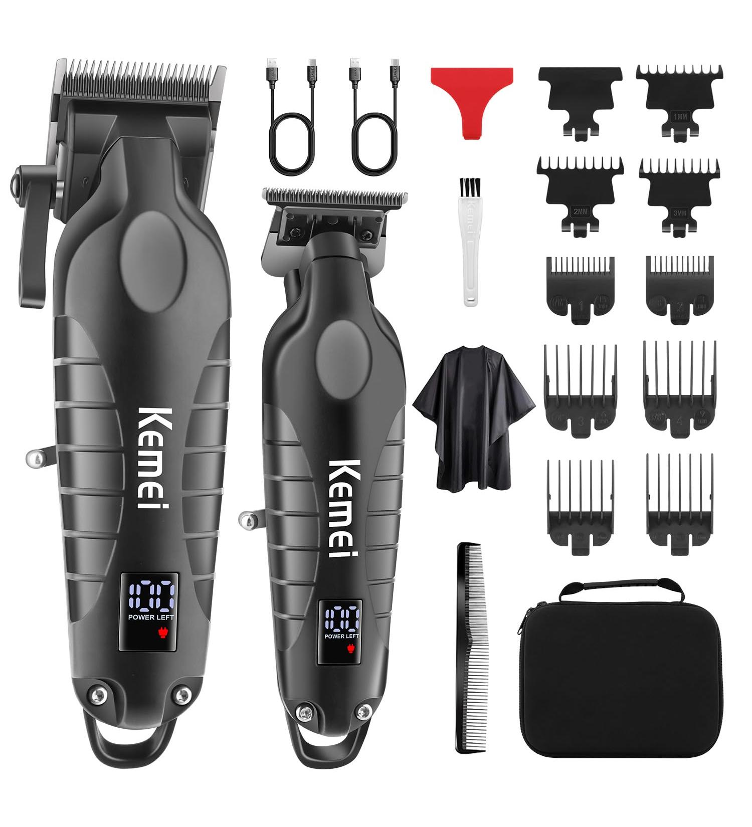 KEMEI Professional Hair Clippers and Trimmers Set Electric Hair Clippers for Men Cordless Barber Clippers Trimmer Zero Gap T-Blade Hair Trimmer Wireless Rechargeable Detailer Trimmer KM-2290+2293 - Buy Online on GoSupps.com