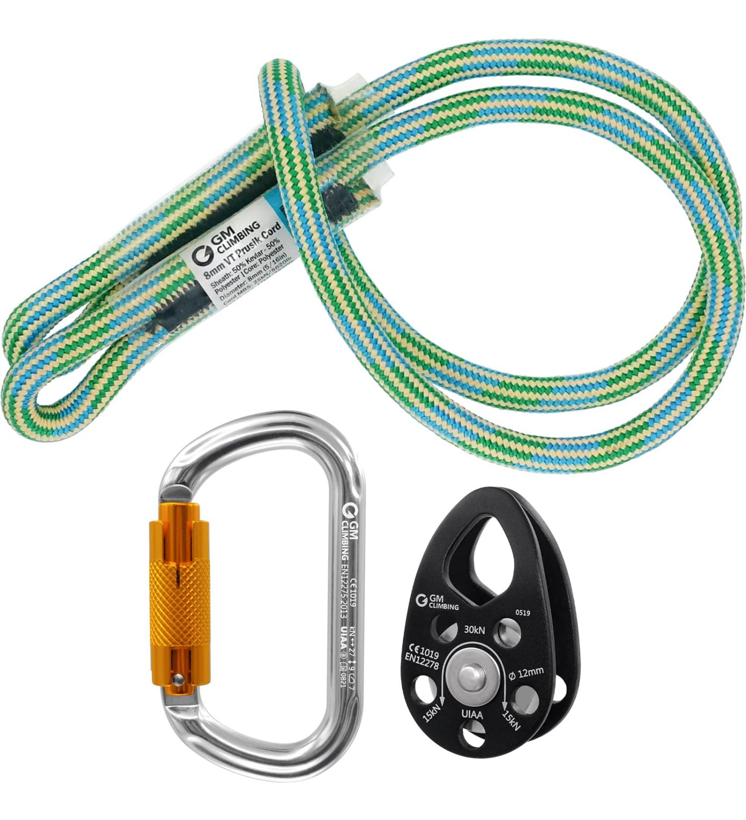 GM CLIMBING Hitch Slack Tending Pulley Kit for Double Rope Climbing System Basic Unit of General Hauling - 30kN Swing Cheek Micro Pulley & Oval Locking Carabiner & 30in 8mm VT Prusik Kit | Micro Swing Cheek Pulley (Black  Bushing) - Buy Online on GoSupps.com