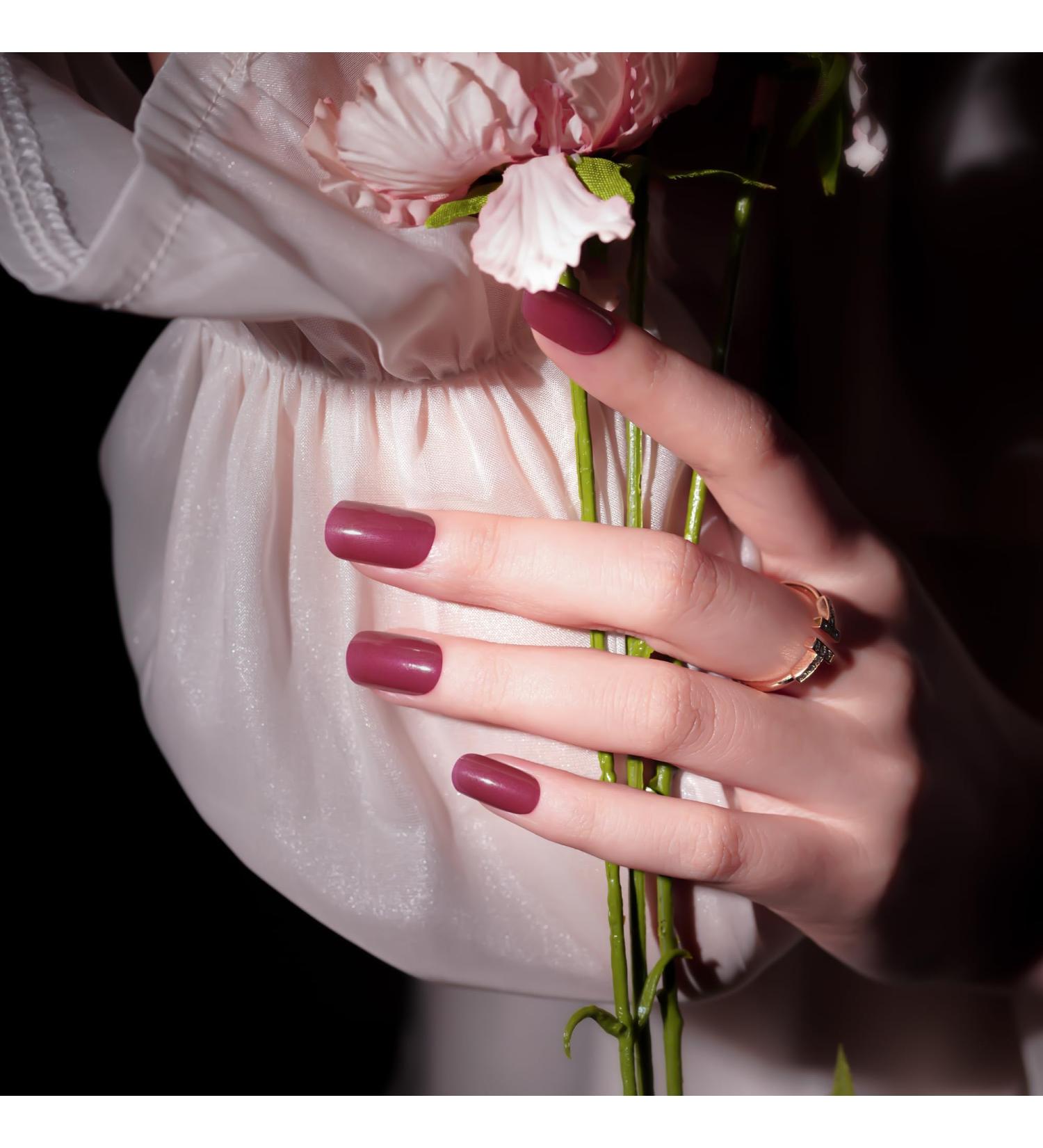DANNI & TONI Semi Cured Gel Nail Polish Strips in Medium Violet Red - 28 Stickers | Salon-Quality Manicure Set - Buy Online on GoSupps.com