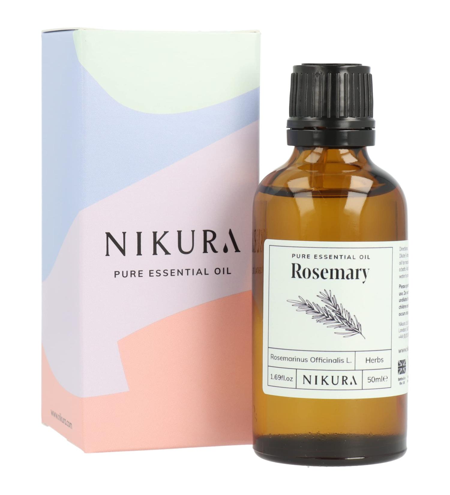 Nikura Rosemary Essential Oil 50ml - 100% Pure Natural Oil for Hair Growth and Aromatherapy | Vegan & UK Made - Buy Online on GoSupps.com