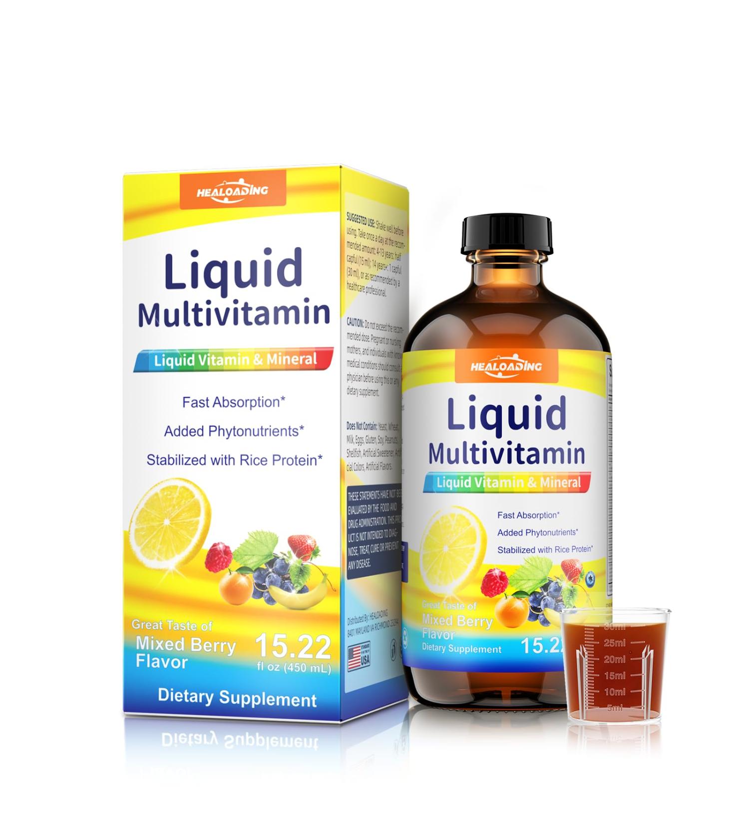HEALOADING Nutritious Liquid Multivitamin for Women:Liquid Multi Vitamin with Amino Acids Zinc Selenium Mixed Fruit Flavor - Convenient Daily Nutrient Supplement - Buy Online on GoSupps.com