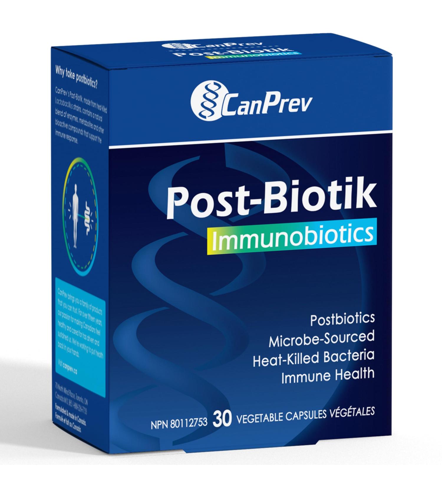 CanPrev - Post-Biotik Immunobiotics 30 v-caps - Postbiotic for Gut Health Supplement - Digestive Support Immune Support and Enzymes for Digestion Supplement - Gut Microbiome Lactobacillus Plantarum - Buy Online on GoSupps.com