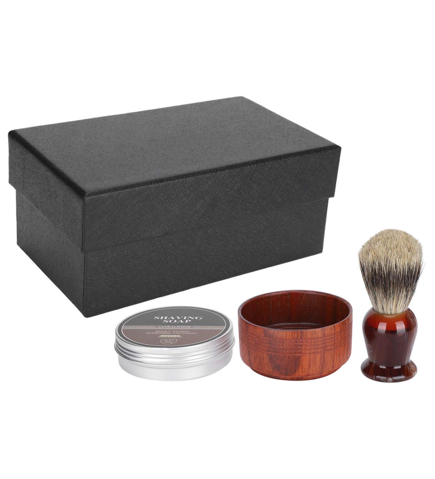 Premium Shaving Brush Set - Wooden Bowl Soap & Beard Care Tools | International Shipping - Buy Online on GoSupps.com