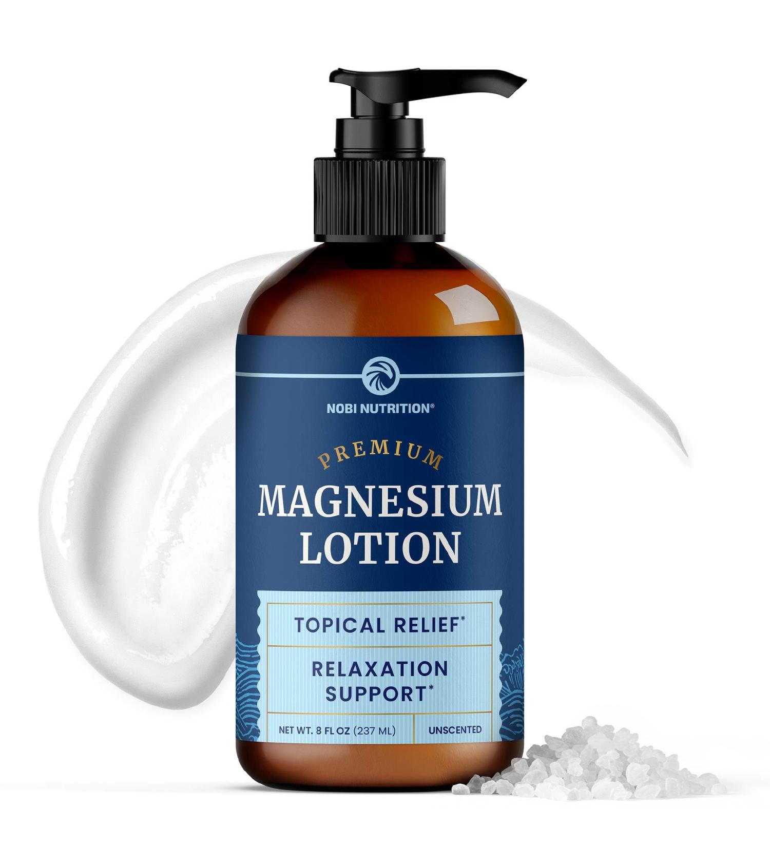Nobi Nutrition Magnesium Lotion | Relieves Muscle Cramps & Soreness | Relaxation & Calming Support | Topical Magnesium Cream for Leg Cramps | Maximum Absorption | Soothing Rub with Shea Butter | 8 oz - Buy Online on GoSupps.com