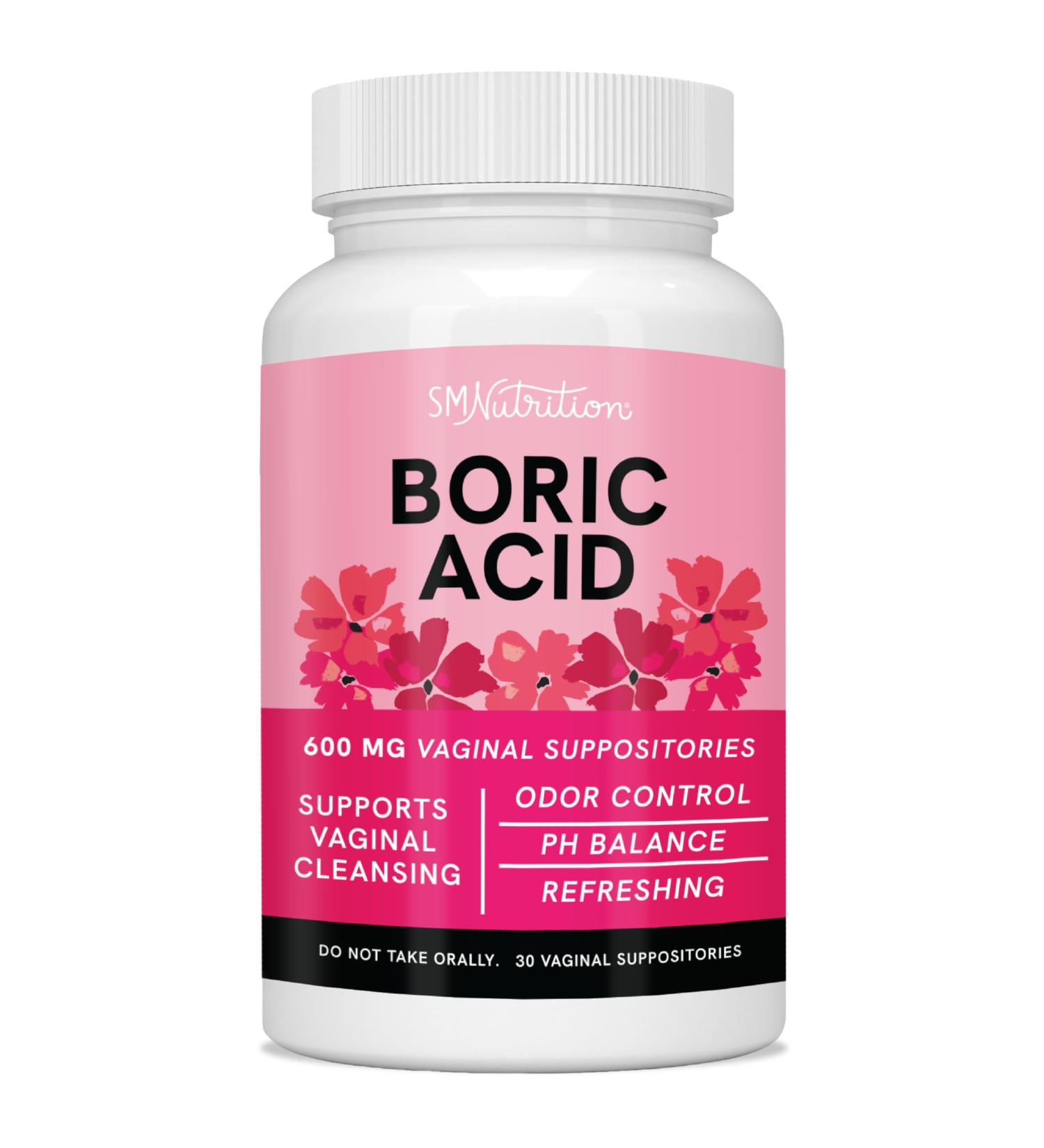 Boric Acid Suppositories for Women | pH Balance & Vaginal Odor Relief | 600mg Feminine Hygiene Supplement | 30 Count - Unscented & Dye-Free - Buy Online on GoSupps.com