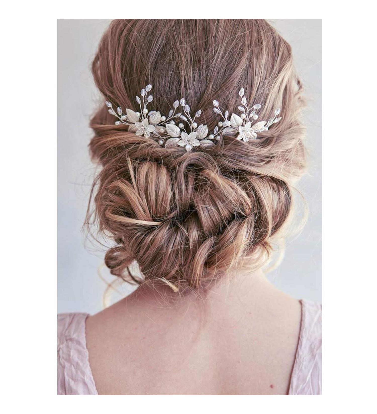 Unicra Silver Wedding Flower Hairpins - Bridal Headpiece Accessories (Pack of 3) for Elegant Brides - Shop Now! - Buy Online on GoSupps.com