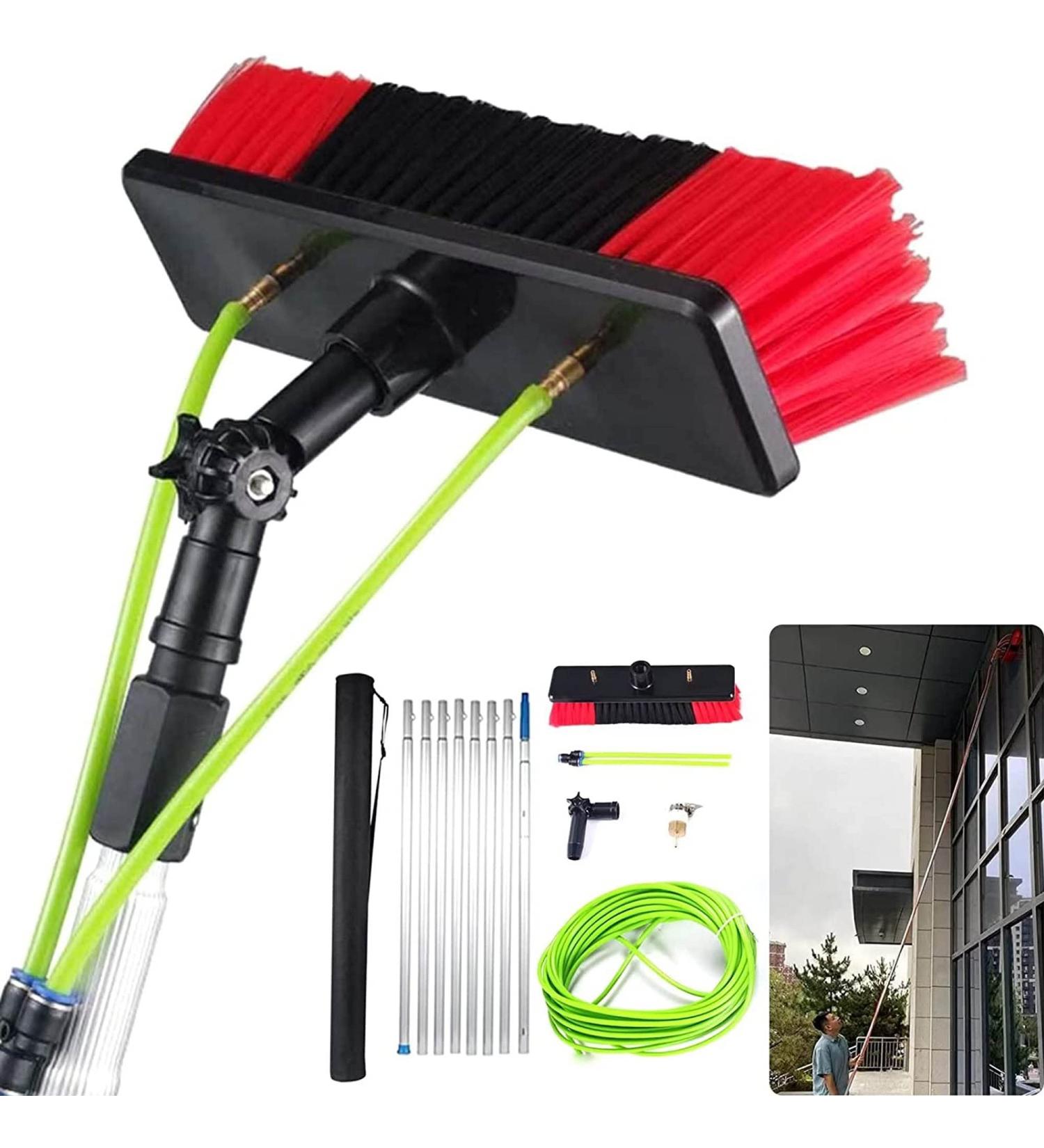 photovoltaic cleaner window cleaning pole Window Cleaning Pole Water Fed Telescopic Extended Extension Conservatory Hose Fed Brush Kit 30cm Brush Head 10m Rod - Buy Online on GoSupps.com