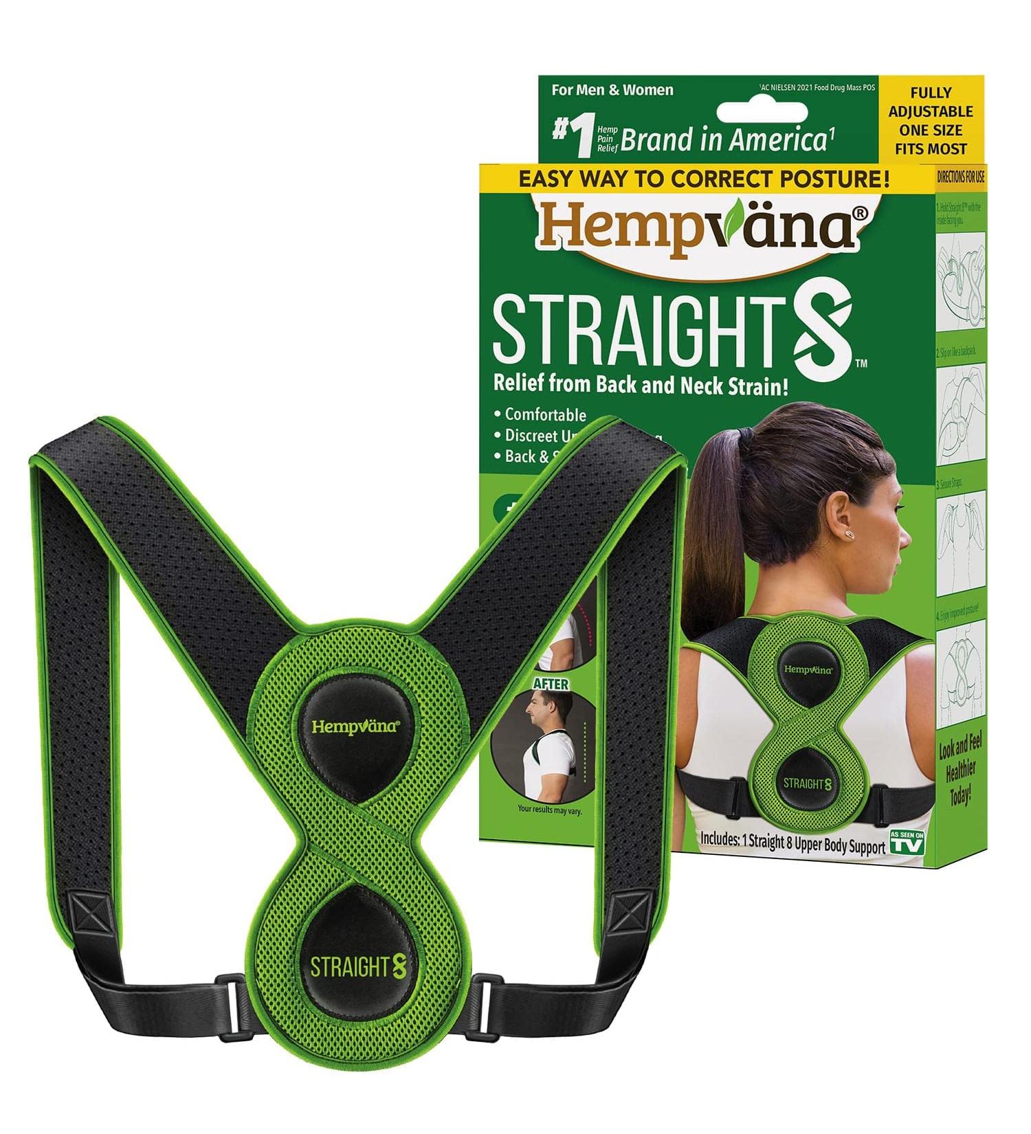 Hempvana Straight 8 Posture Corrector | As Seen On TV | Relieve Back Strain & Slouching | Moisture-Wicking Hemp Fibers | Adjustable & Lightweight | One Size - Buy Online on GoSupps.com