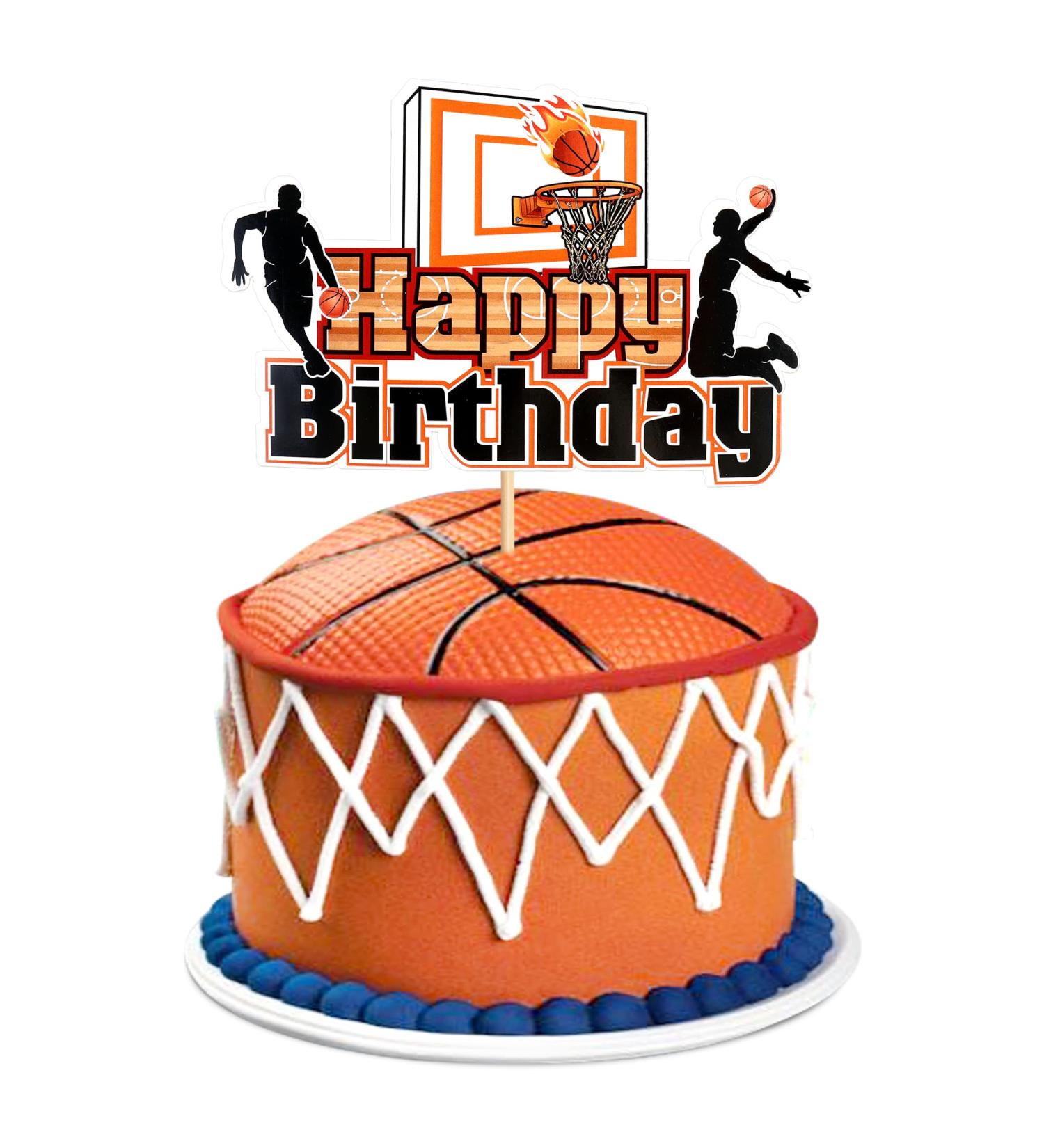 Basketball Cake Topper - Happy Birthday Shield | Sports Theme Decor for Young Girls - Buy Online on GoSupps.com