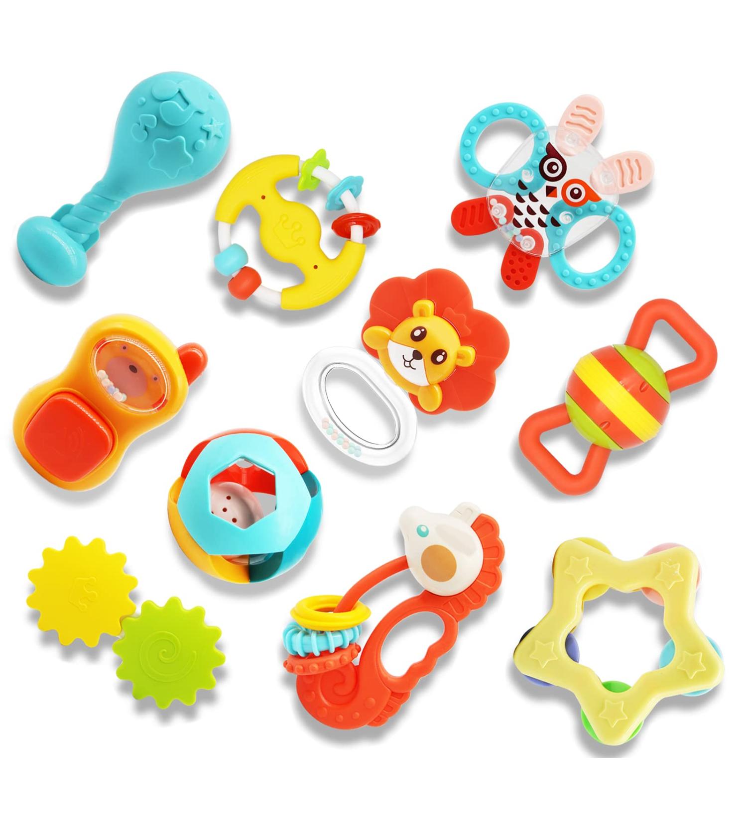 INTEGEAR 10pcs Baby Toys Rattles Set with Storage Case - Educational Learning Toy for Newborn Infants Boys Girls - Buy Online on GoSupps.com