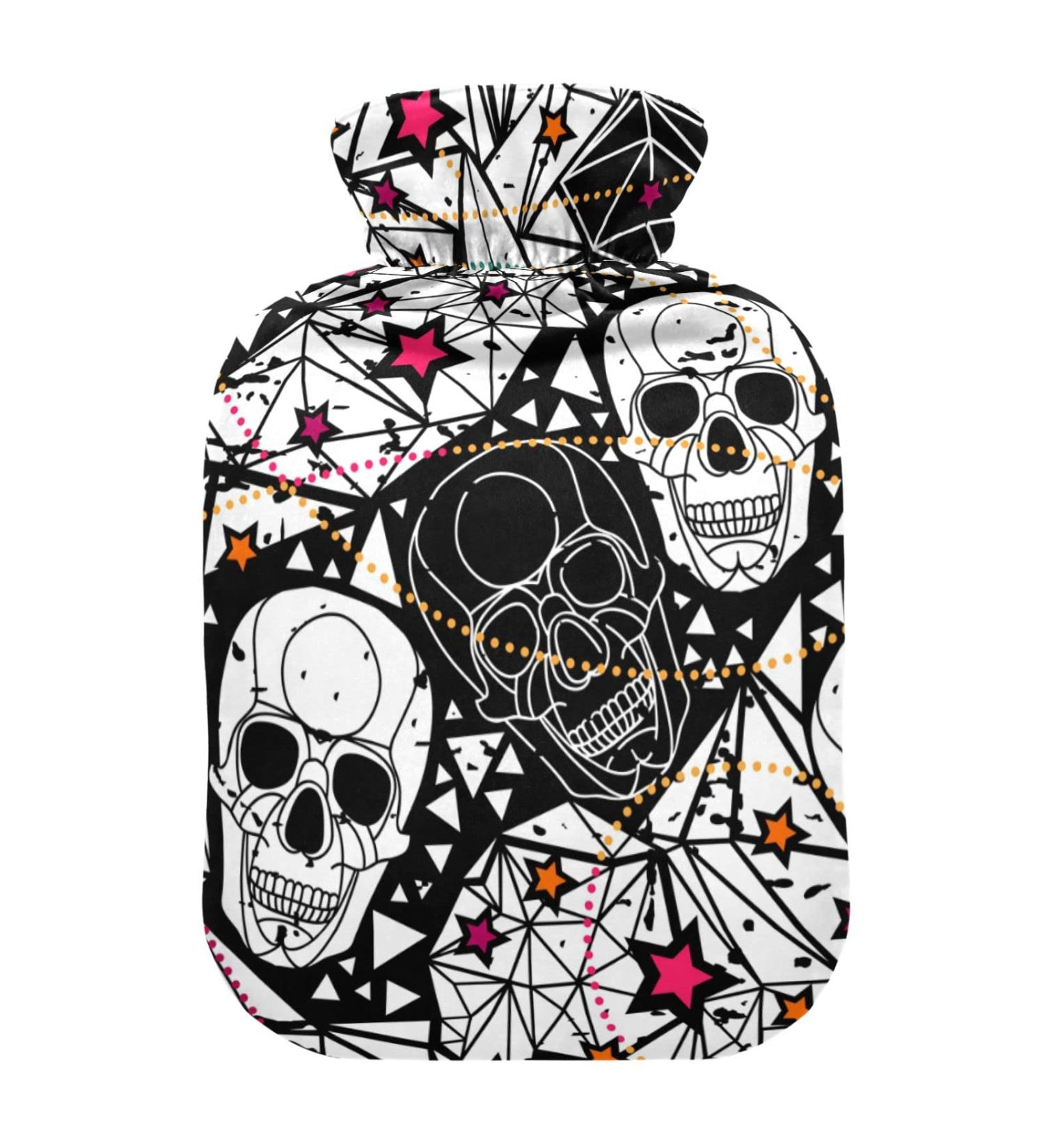 Skull Stars White Hot Water Bottle - 2L Pain Relief & Menstrual Cramps Heating Pad - Buy Online on GoSupps.com