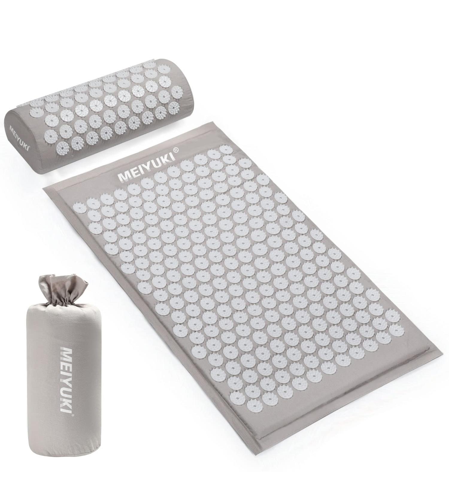 Acupressure Massage Mat & Pillow Set - Gray & White Includes Carry Bag | Neck & Back Pain Relief for Relaxation & Meditation - Buy Online on GoSupps.com