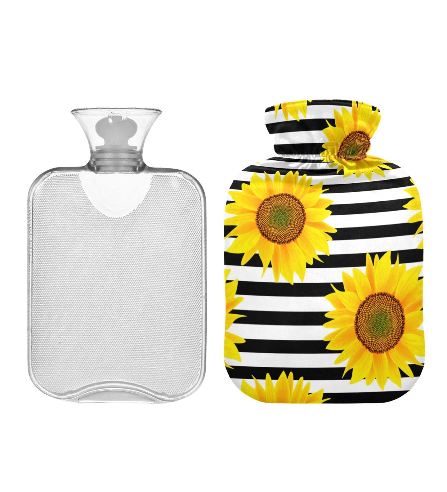 Vintage Sunflower Stripe Hot Water Bottle 2L - Pain Relief & Winter Warmth for Hands & Feet - Buy Online on GoSupps.com