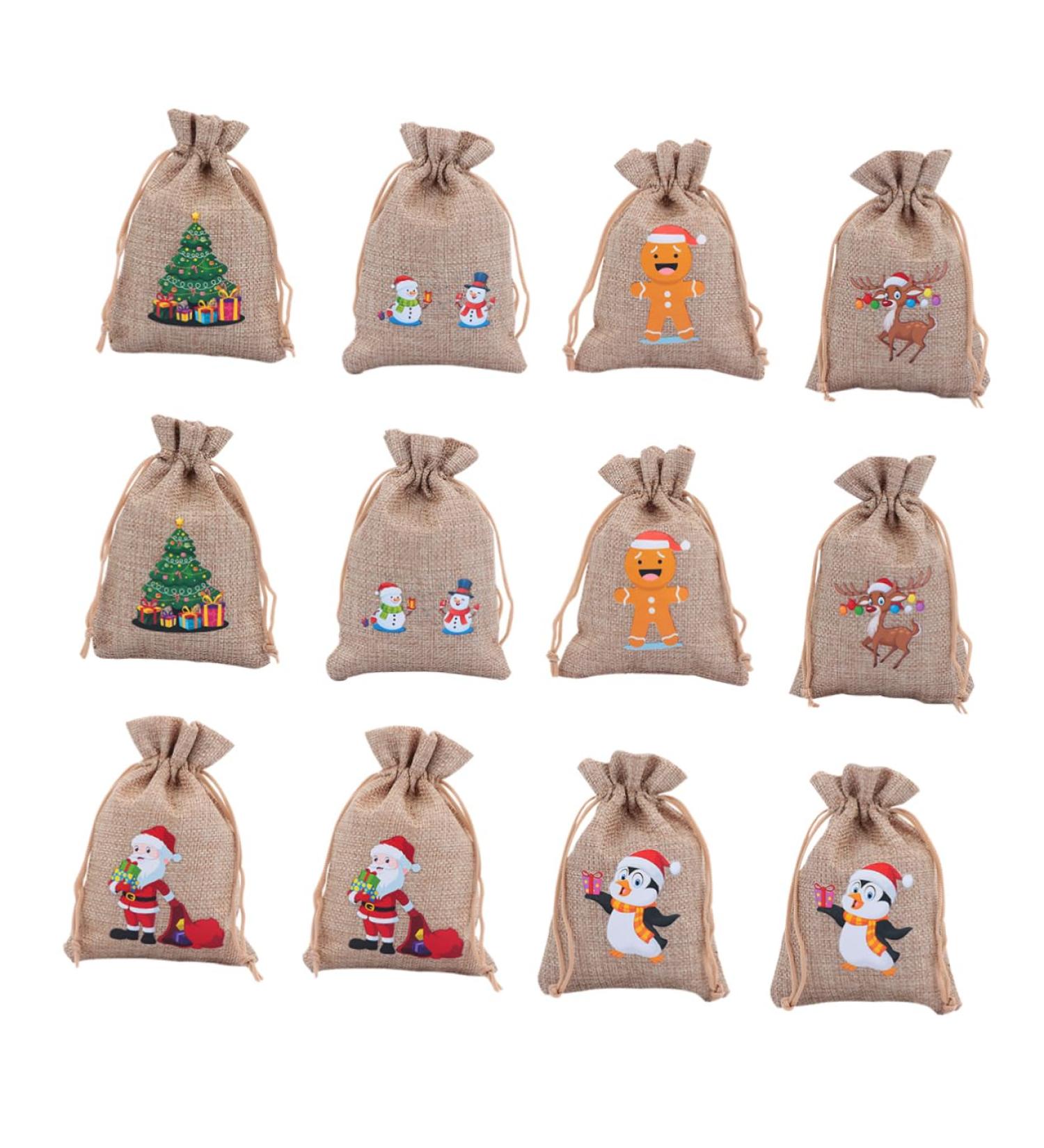 PLAFOPE Holiday Bags 12pcs Christmas Drawstring Bag Candy Bags Xmas Candy Bag Drawstring Storage Bags Miss Cartoon - Buy Online on GoSupps.com