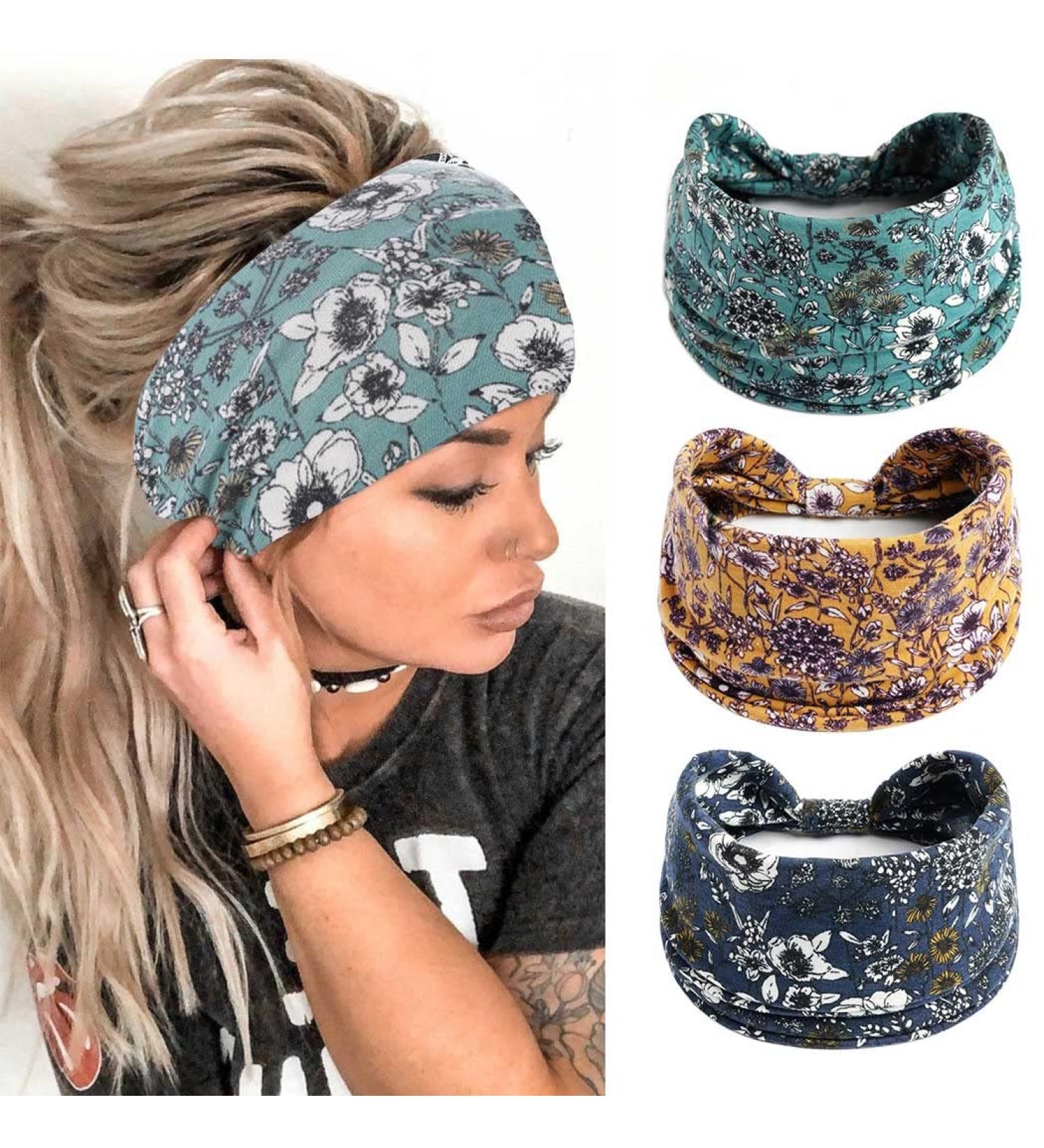 Boho Knotted Wide Headband Set - Pack of 3 | Floral Hair Accessories for Women & Girls - Buy Online on GoSupps.com