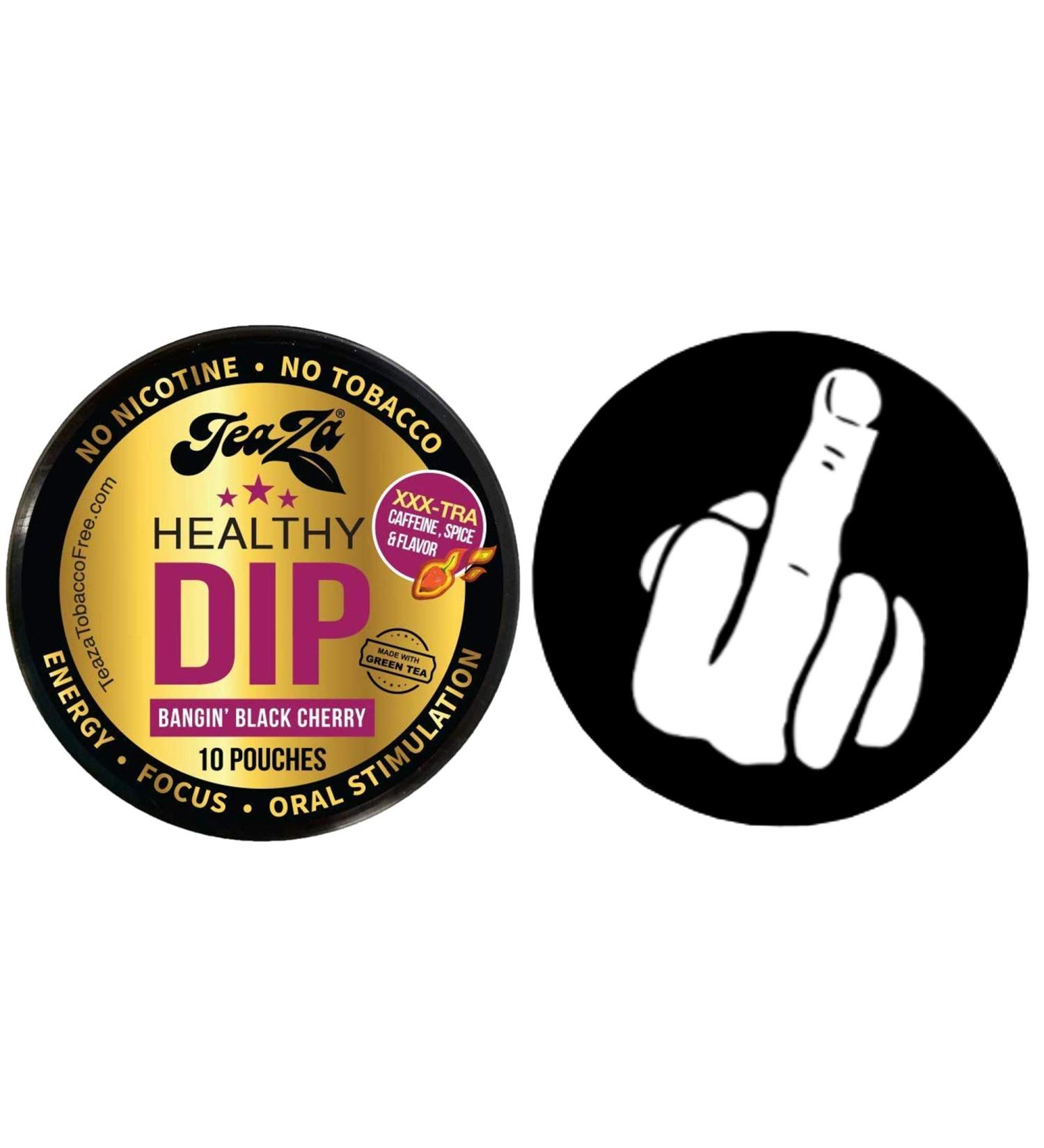 TeaZa Herbal Energy Pouch Bangin Black Cherry + Middle Finger Skin Cover - Buy Online on GoSupps.com