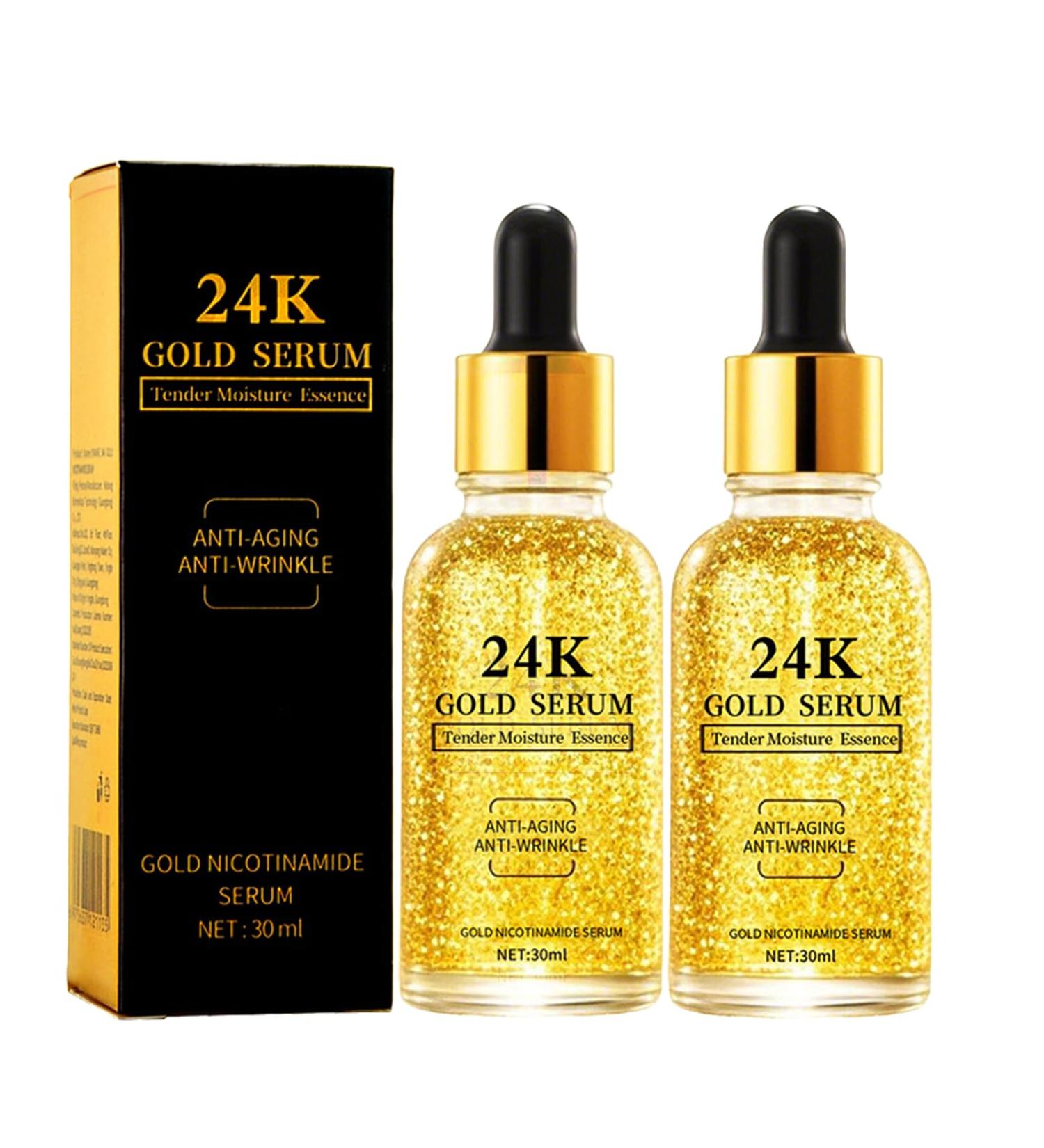 24k Gold Hyaluronic Acid Serum for Face 2Pacs Anti Aging Collagen Peptide Face Serum for Women Moisturizer Glowing Skin Collagen Booster Hyaluronic Acid for Dark Spots & Fine Lines 3.38 Fl Oz - Buy Online on GoSupps.com