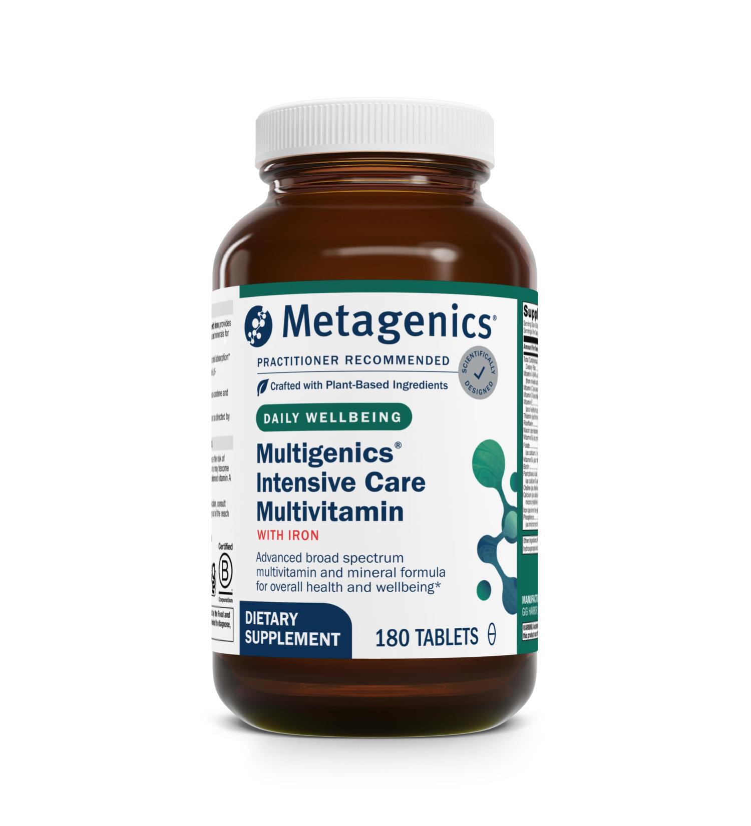 Metagenics Multigenics Intensive Care Multivitamin with Iron - High-Absorption Formula* - with Vitamin C Folate Zinc Quercetin & Beta-Carotene - Supports Immunity & Cellular Health* - 180 Tablets - Buy Online on GoSupps.com
