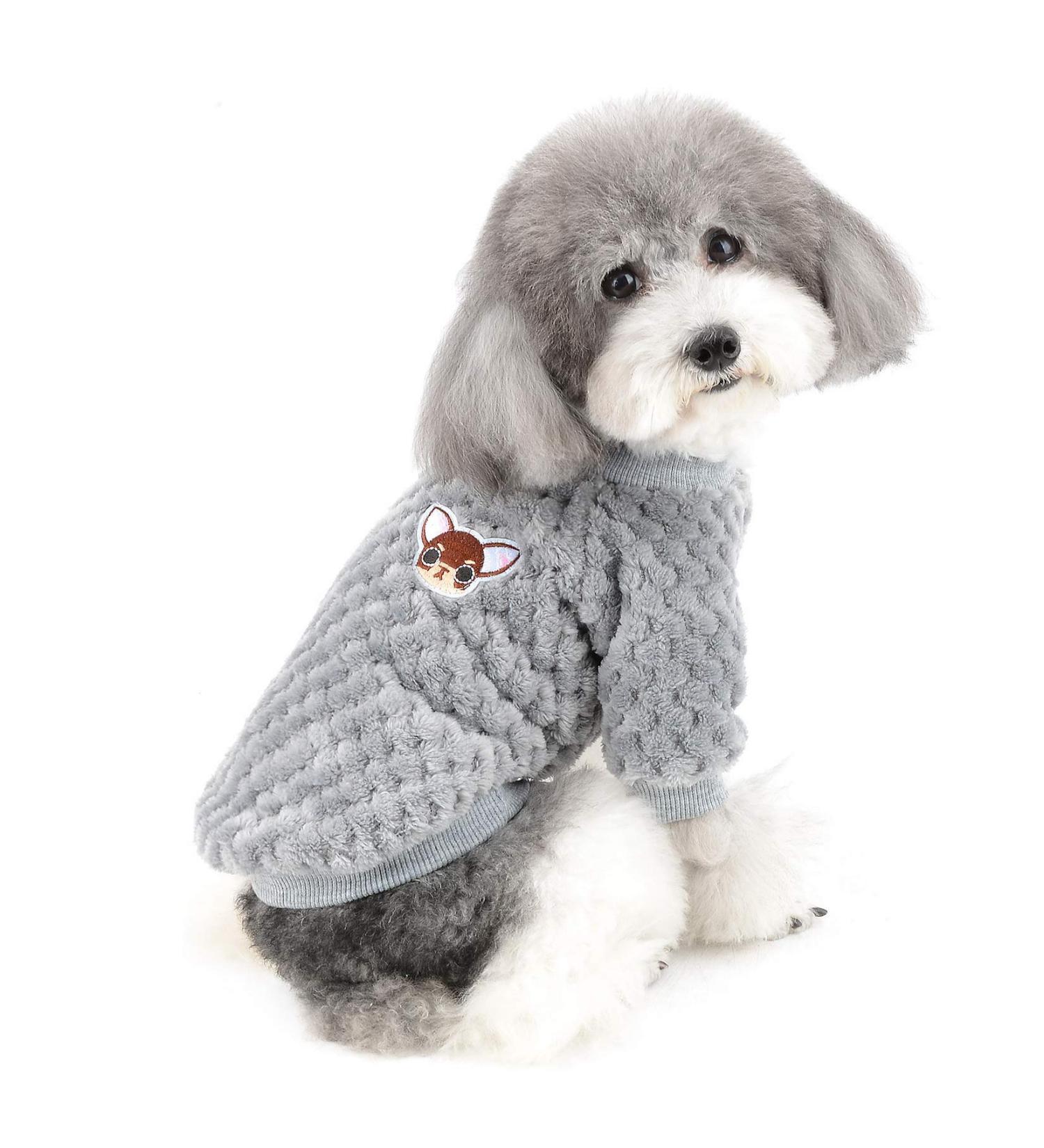 Zwantea Small Dog Pullover Sweater - Warm Fleece Coat for Chihuahua & Cats | Soft Winter Pet Clothing for Cold Weather - Gray (1 Pack) - Buy Online on GoSupps.com