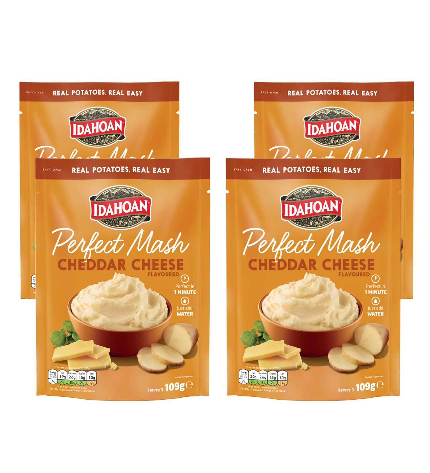 Idahoan Mashed Potato Cheddar Cheese Pack of 4 x 109g Instant Mash Potato Made in USA - Buy Online on GoSupps.com