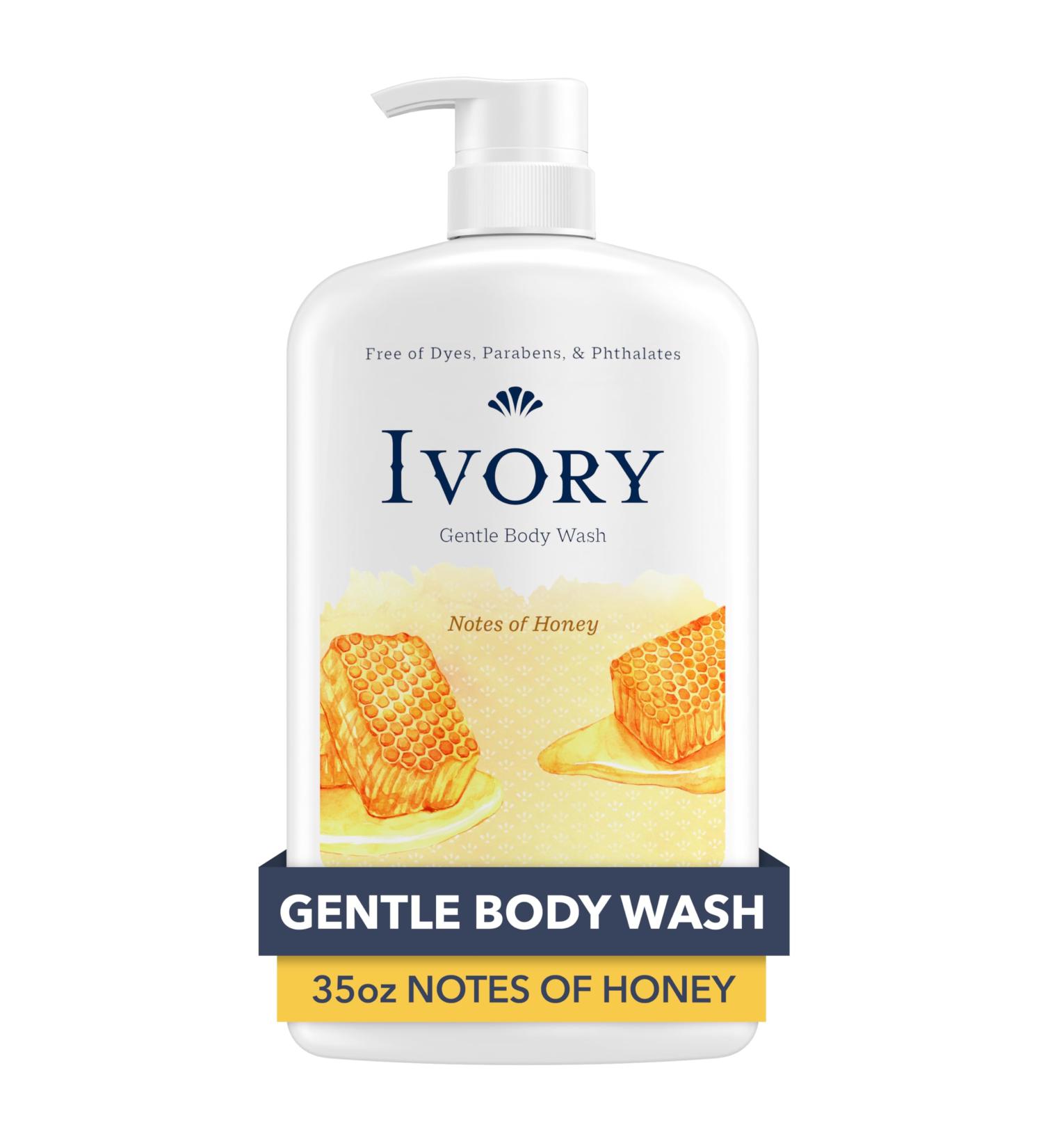 Ivory Gentle Body Wash - Family-Friendly Hypoallergenic Honey Scent 35 oz | Dye-Free Paraben-Free Silicone-Free International Shipping - Buy Online on GoSupps.com