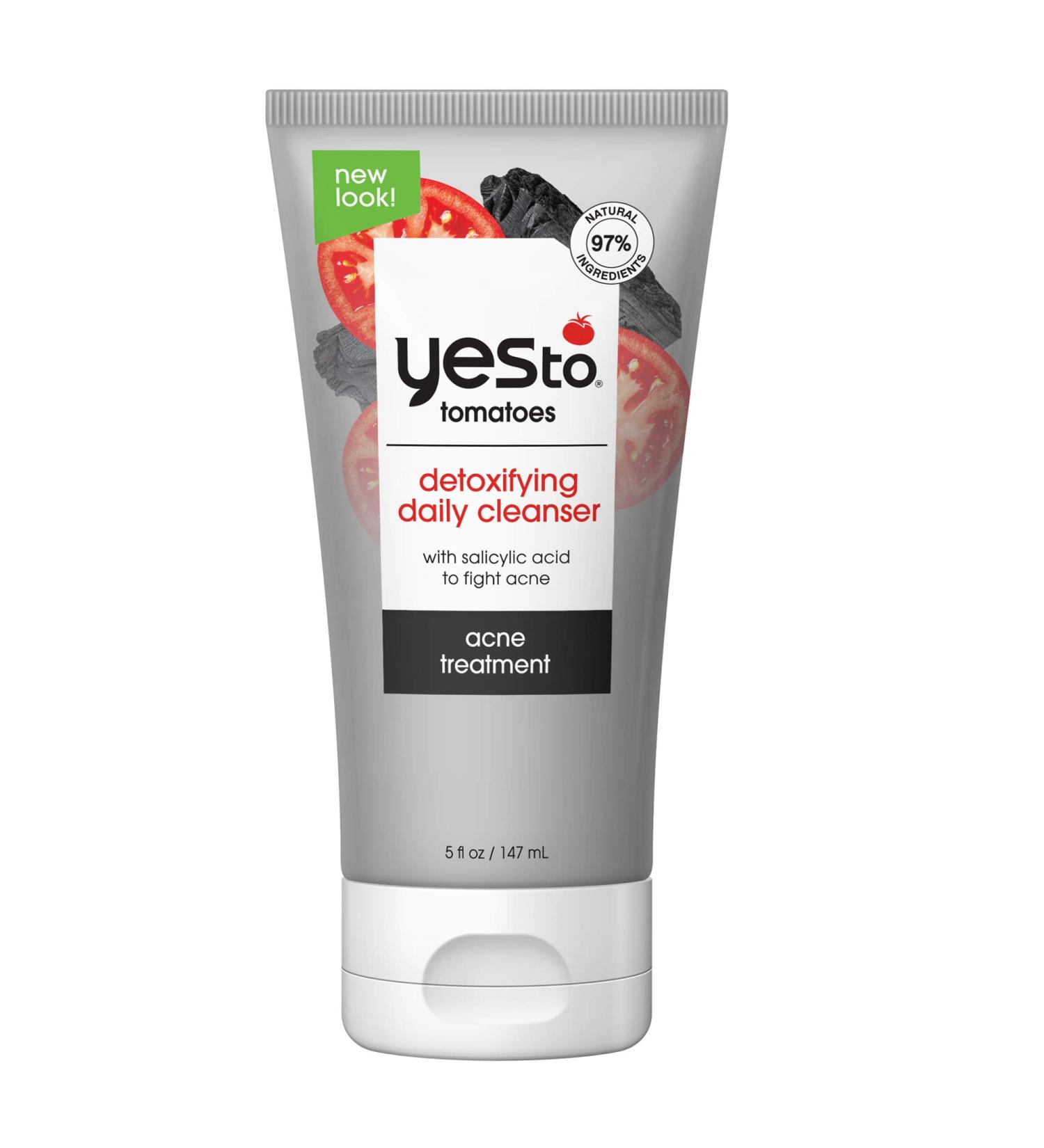 Yes To Tomatoes Clear Skin Detoxifying Daily Cleanser - 5 Fl Oz - Salicylic Acid & Charcoal - Acne Prone Skin - 97% Natural Ingredients - Buy Online on GoSupps.com