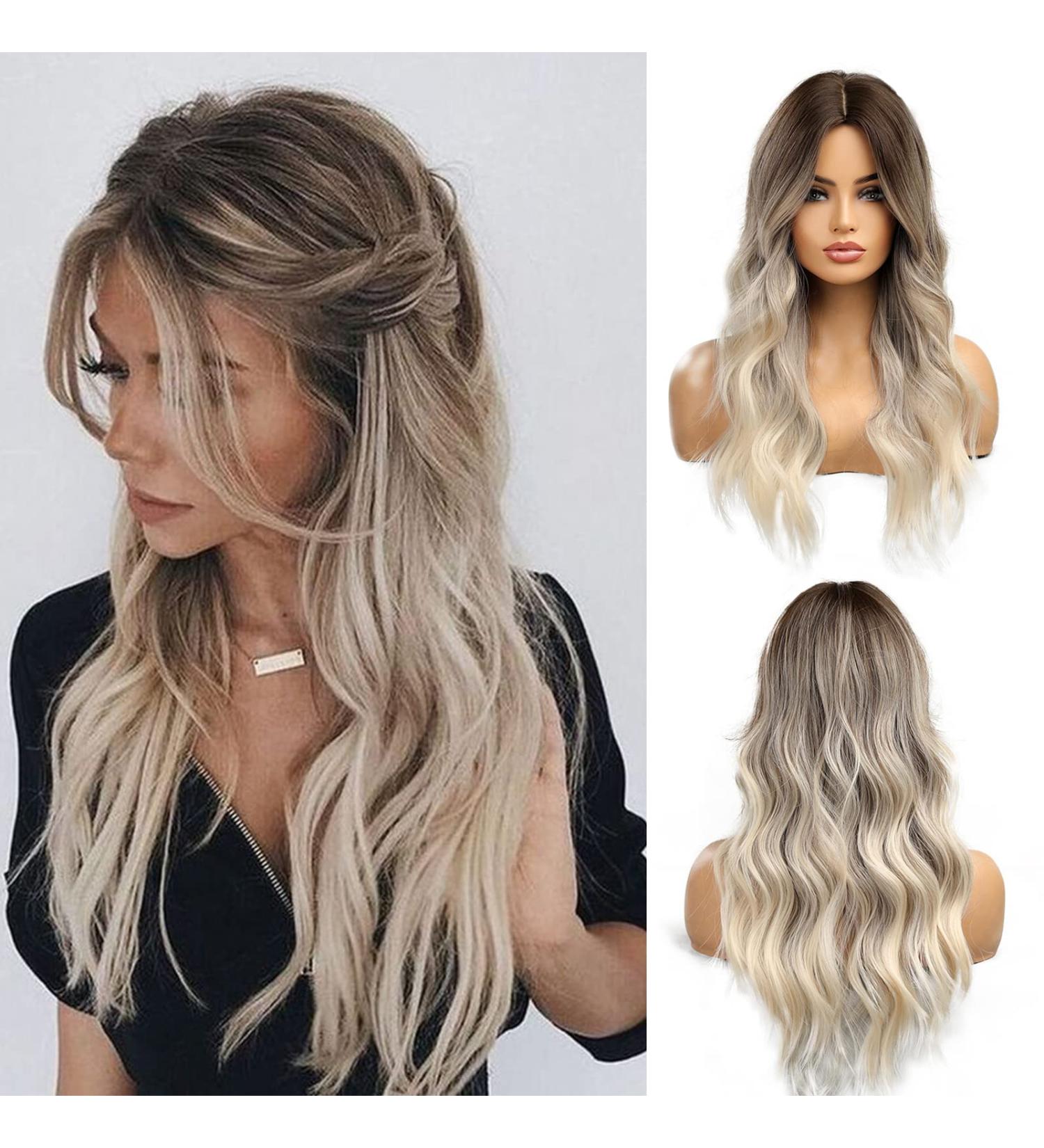 Esmee Long Wavy Ombre Brown to Blonde Synthetic Wig - 24 Inches | Heat Resistant for Daily Party & Cosplay - Buy Online on GoSupps.com