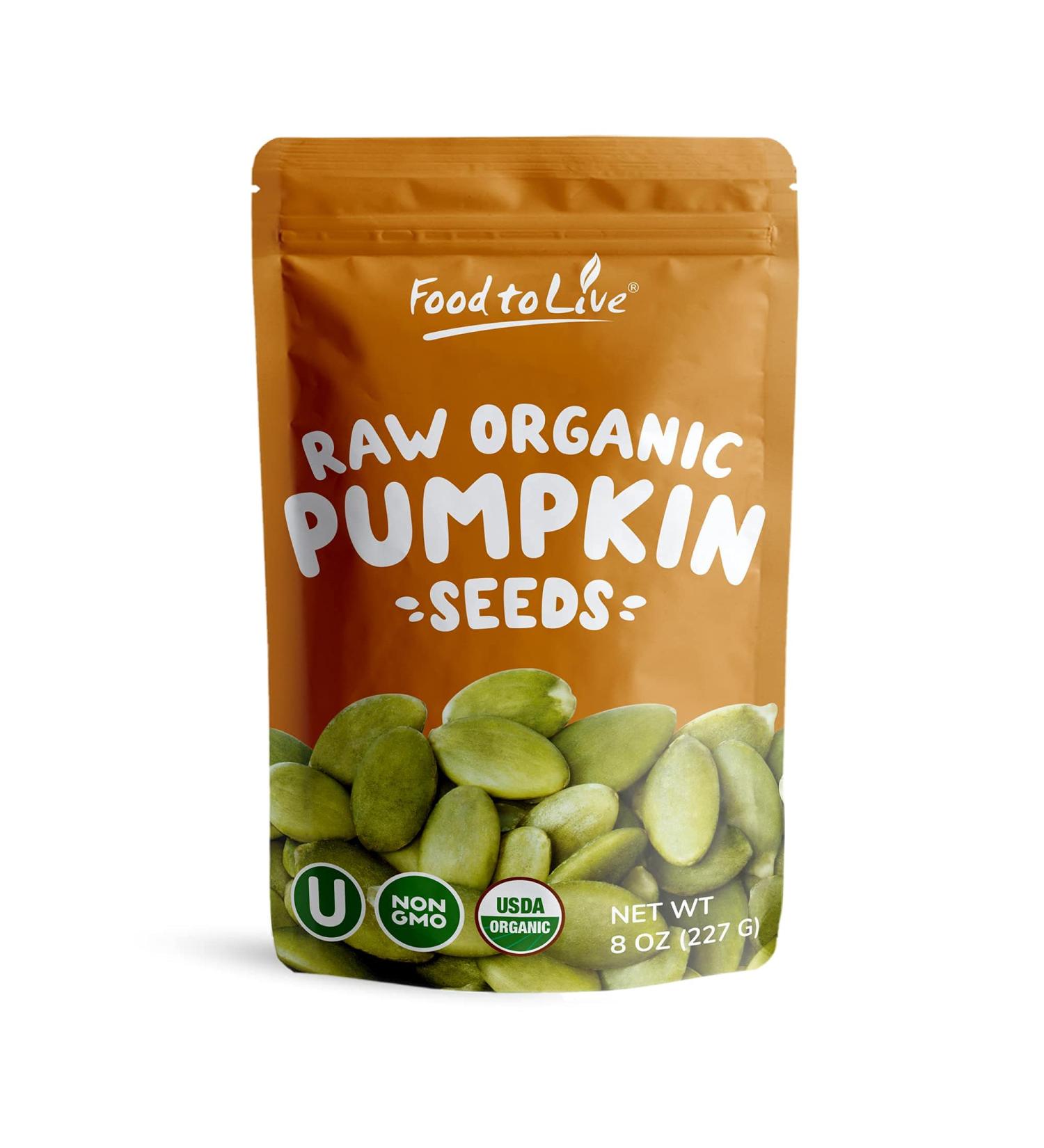 Organic Sprouted Pumpkin Seeds 8 oz - Non-GMO Raw Kernels, Unsalted, Vegan Kosher - High Protein, Omega Fats Keto Snack for Salads, Oats, Yogurt - Buy Online on GoSupps.com