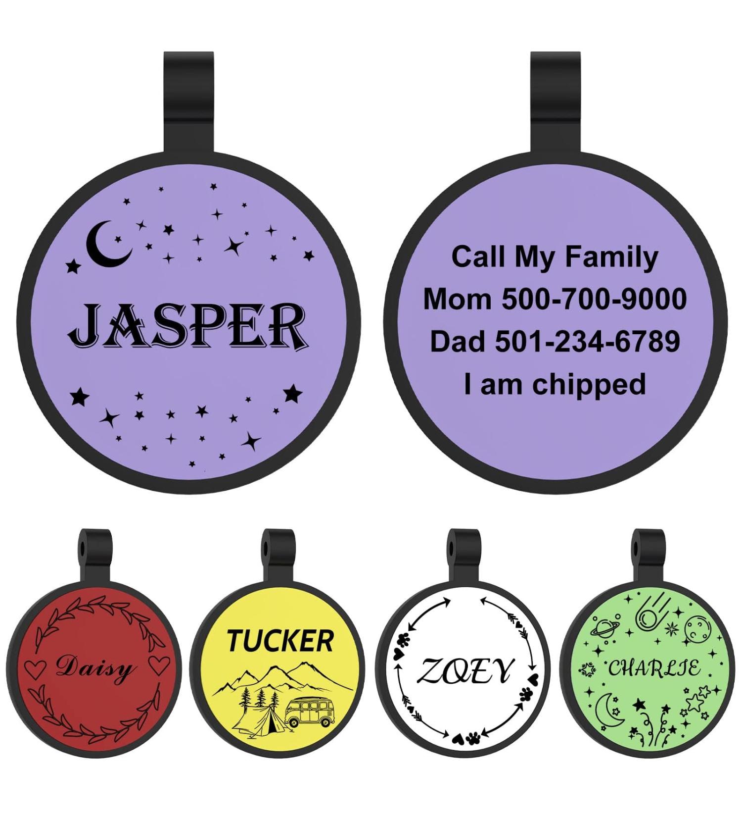 Yehanti Personalized Engraved Silicone Dog Tag - Waterproof Quiet Custom Name & Address for Dogs & Cats | Unique Mix-Pattern Design - Buy Online on GoSupps.com