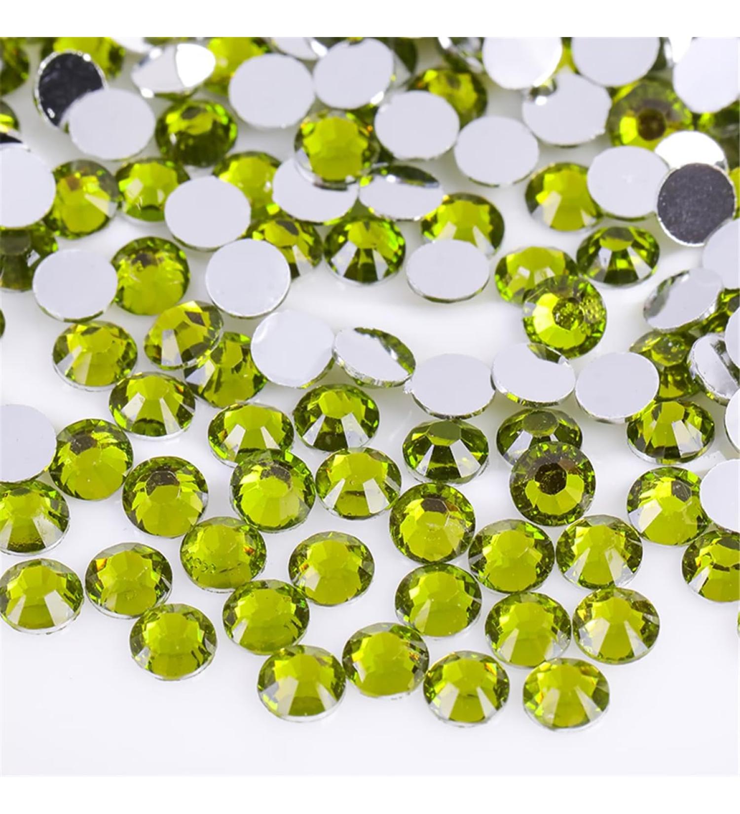 500 Pieces SS30 6mm Flatback Rhinestones Clear Glass Round Gems Crystals for Nail Art DIY Crafts Clothes Shoes Bags (Olive Green) - Buy Online on GoSupps.com