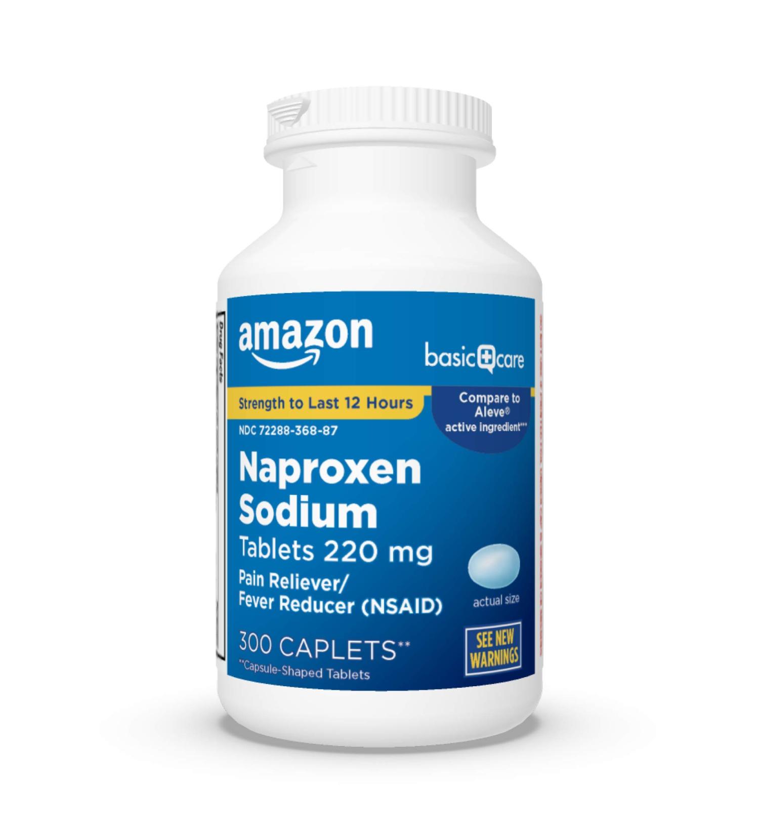 Amazon Basic Care Naproxen Sodium Tablets 300 Count - Pain & Fever Relief - Pack of 1 - Buy Online on GoSupps.com