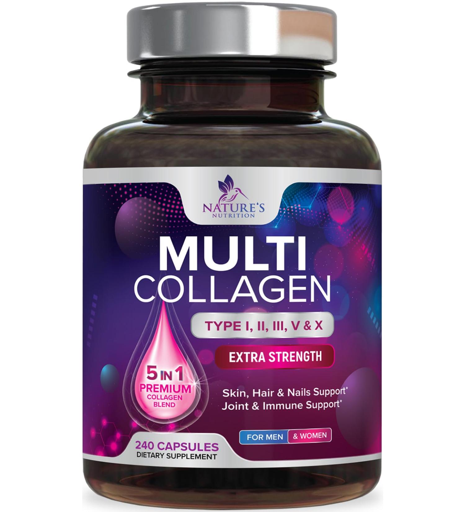 Multi Collagen Pills 2400 mg - Advanced Types I II III V X - Hydrolyzed Multi Collagen Peptides Pills Collagen Supplements for Women & Men - Hair Skin & Nail Support Supplement - 240 Capsules 240 Count (Pack of 1) - Buy Online on GoSupps.com