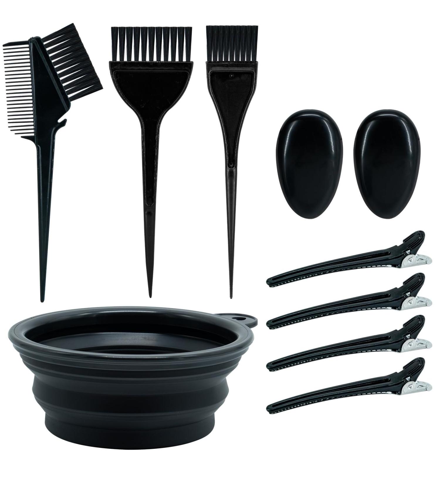 Irikdescia 10-Piece Hair Dye Set - Premium DIY Salon Kit with Brush Combs Bowls & Accessories (Black) - Ideal for International Shipping - Buy Online on GoSupps.com