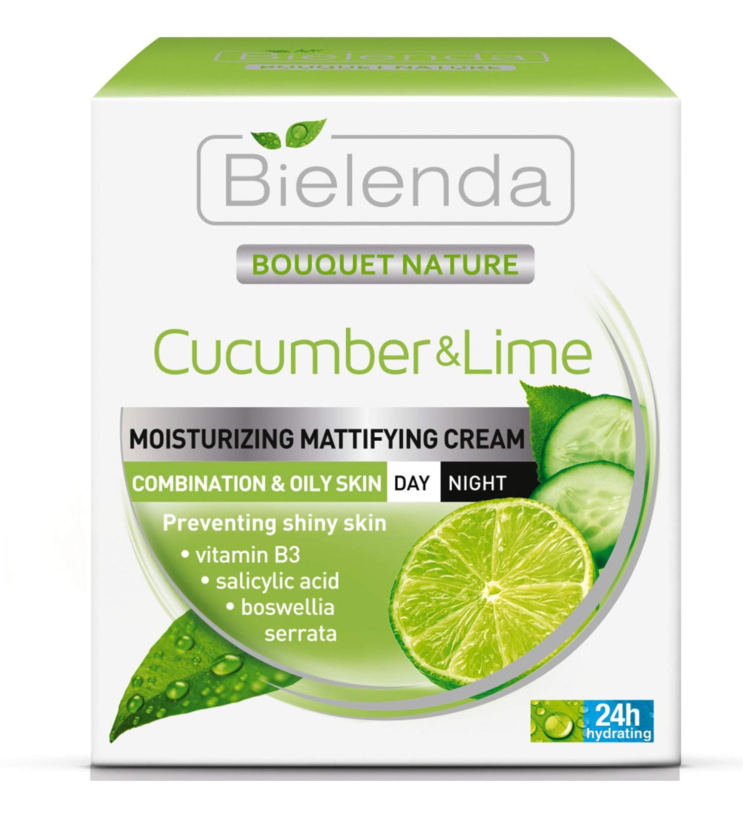 Bielenda Cucumber & Lime Mattifying Moisturizer Cream for Mixed & Oily Skin 1.7 oz | International Shipping Available - Buy Online on GoSupps.com