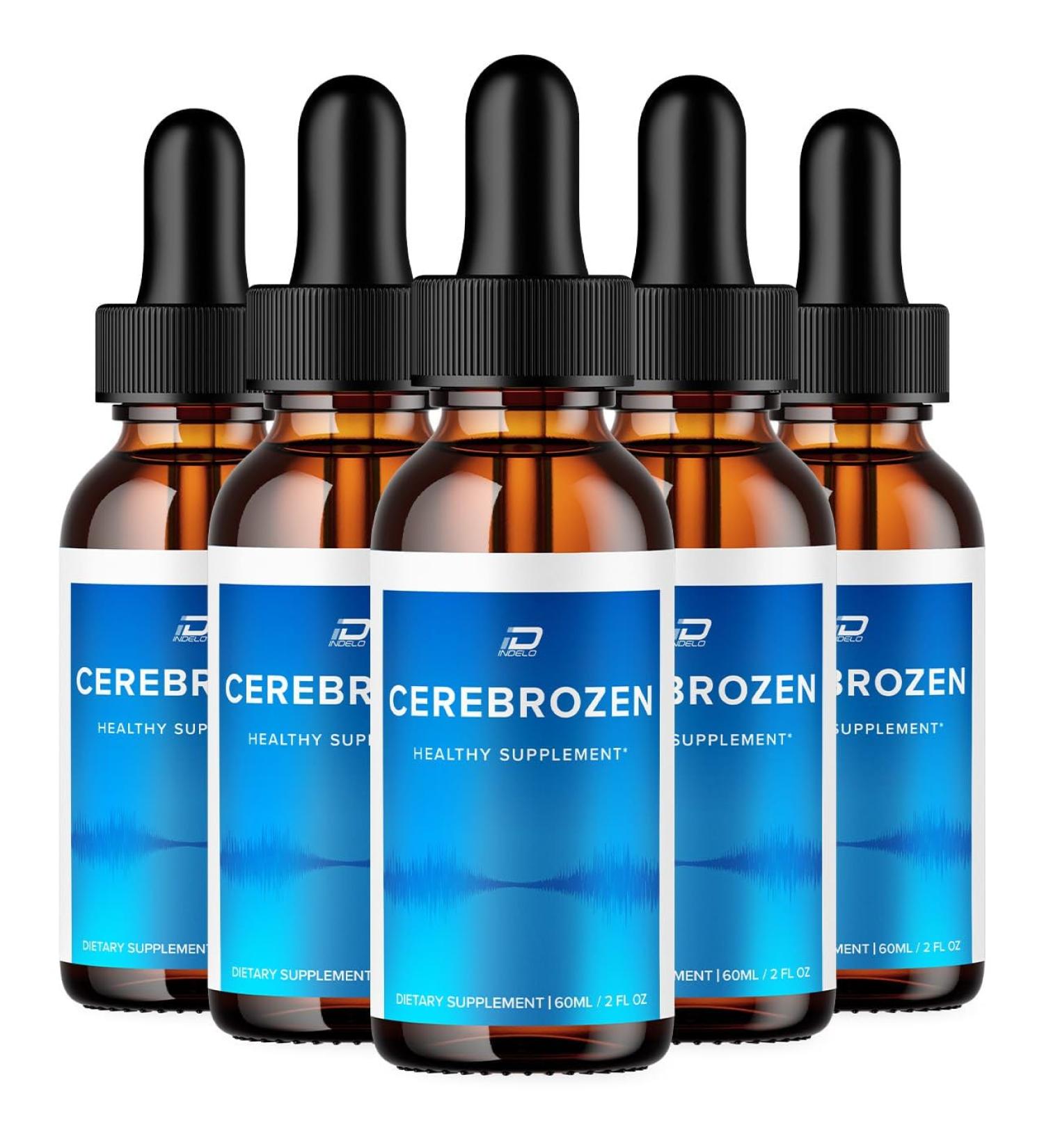 Indelo Cerebrozen Tinnitus Ear Drops - Cerebrozen 24 Cerebrozen Liquid Drops Cerebrozen Reviews Cerebrozen Drops for Ear Relief (5 Pack - 300 ML) - Buy Online on GoSupps.com