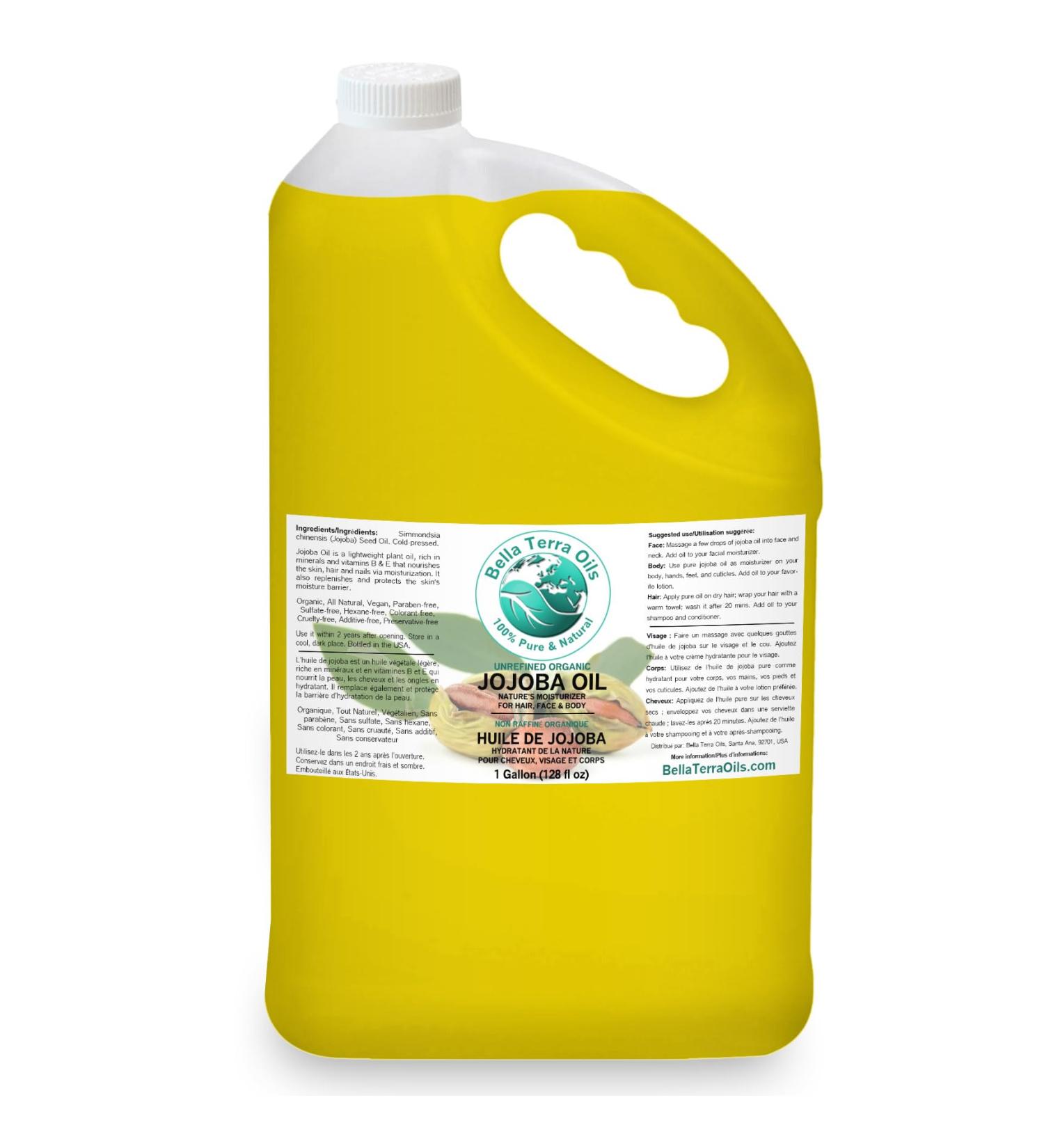 Golden Jojoba Oil 1 Gallon Non-Comedogenic with Vitamin E & Natural Fatty Acids for Hair & Skin. Bella Terra Oils - Buy Online on GoSupps.com
