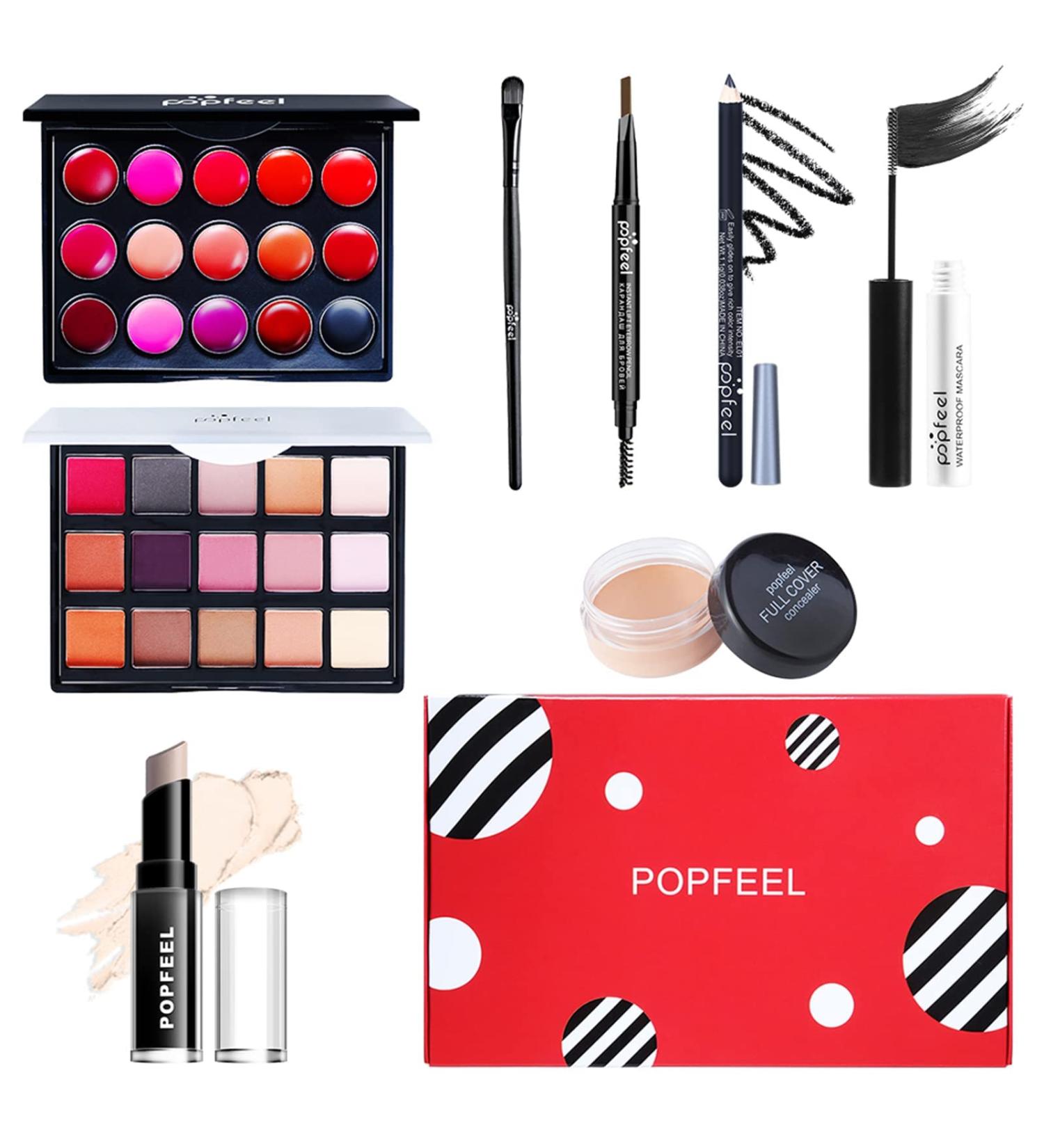 FantasyDay Multifunctional Makeup Gift Set - Complete Cosmetic Kit for Face Eyes & Lips | Eyeshadow Palette Lipstick Rouge Mascara & Brush - Buy Online on GoSupps.com